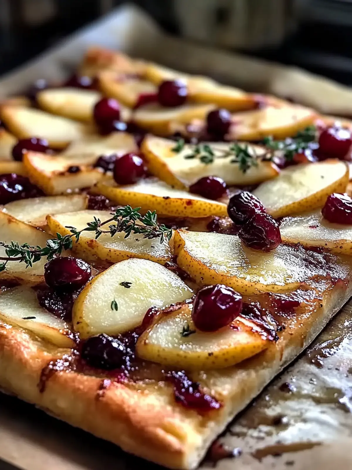 Roasted Pear, Cranberry, and Brie Flatbread