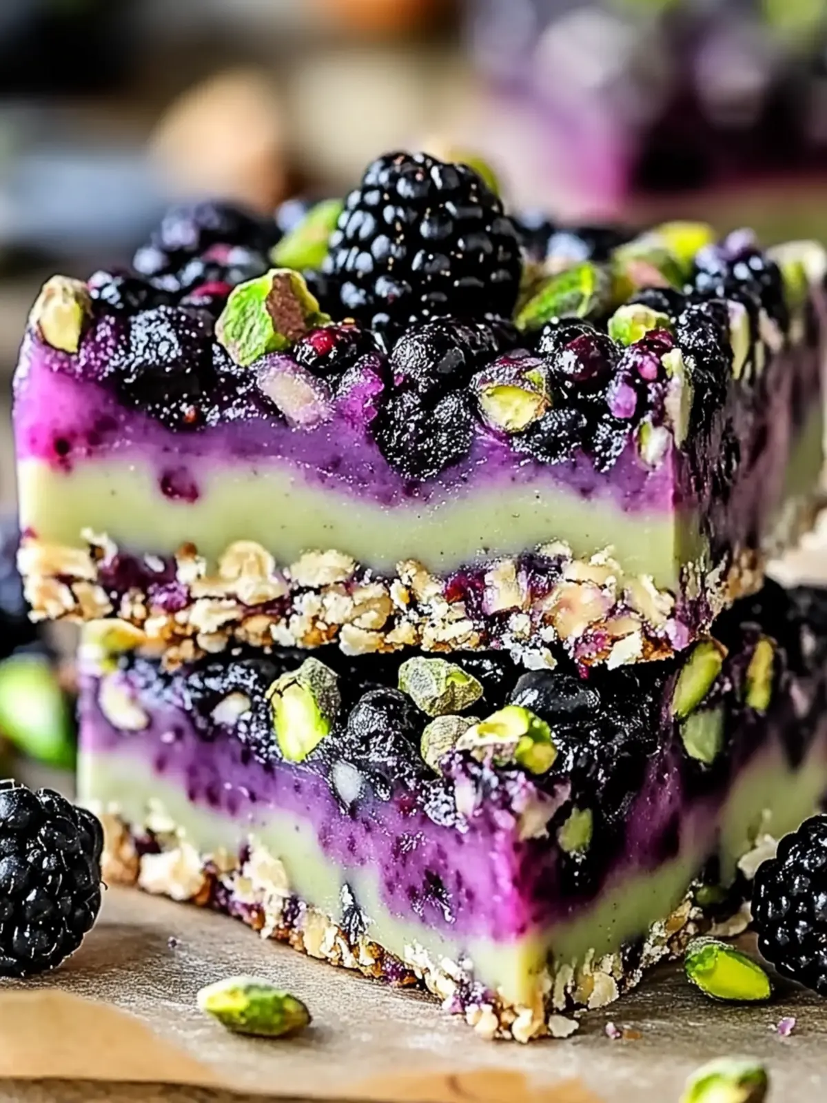 Irresistible Blackberry Pistachio Dream Bars