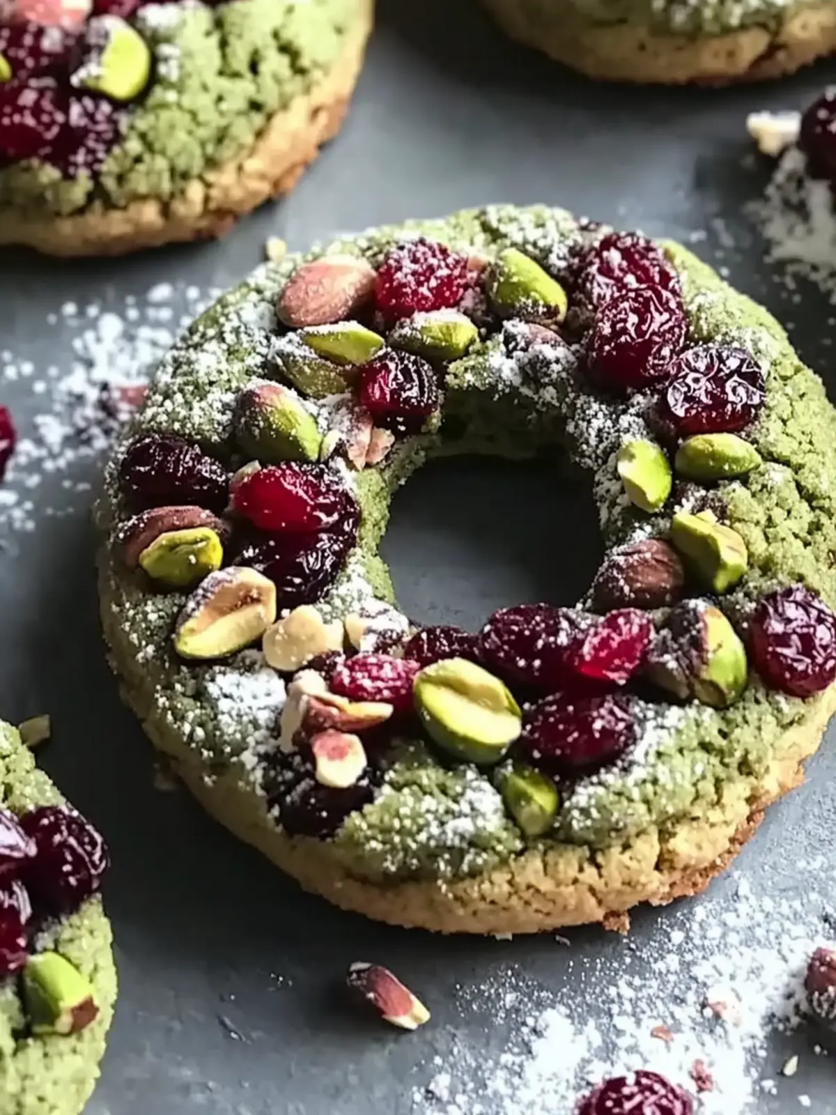 Pistachio Cranberry Wreath Cookies