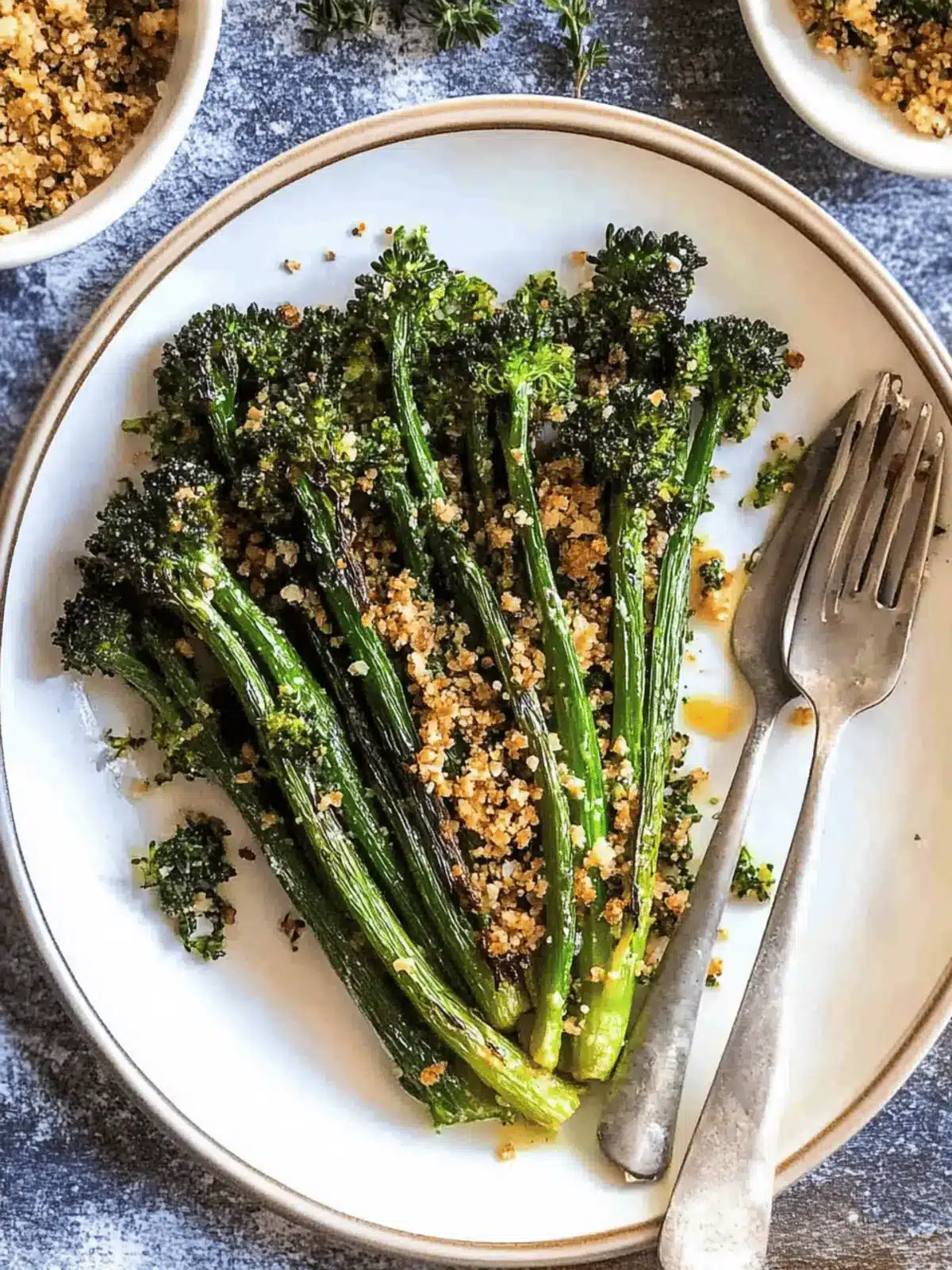Delicious Roasted Broccolini with Parmesan-Pine Nut Pangritata 4 Roasted Broccolini with Parmesan-Pine Nut Pangritata