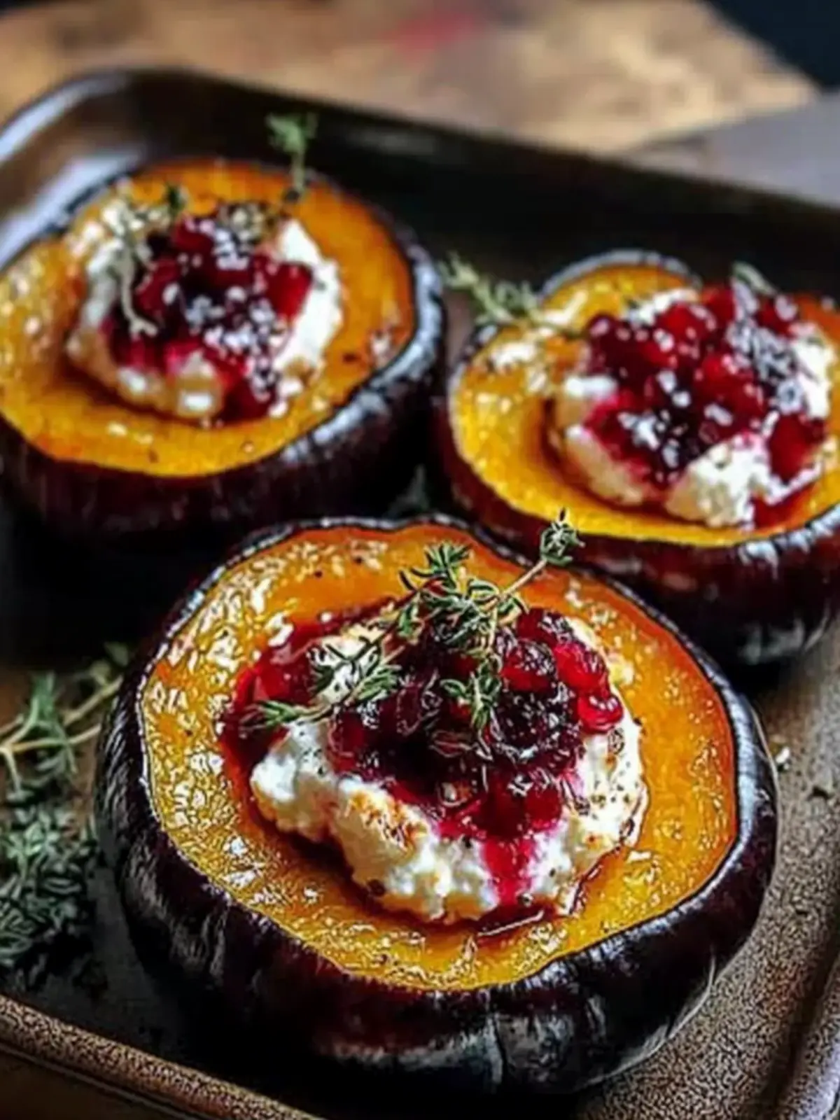 Sweet Honey-Glazed Acorn Squash with Goat Cheese Delight 4 Honey-Glazed Acorn Squash with Creamy Goat Cheese and Cranberry Drizzle