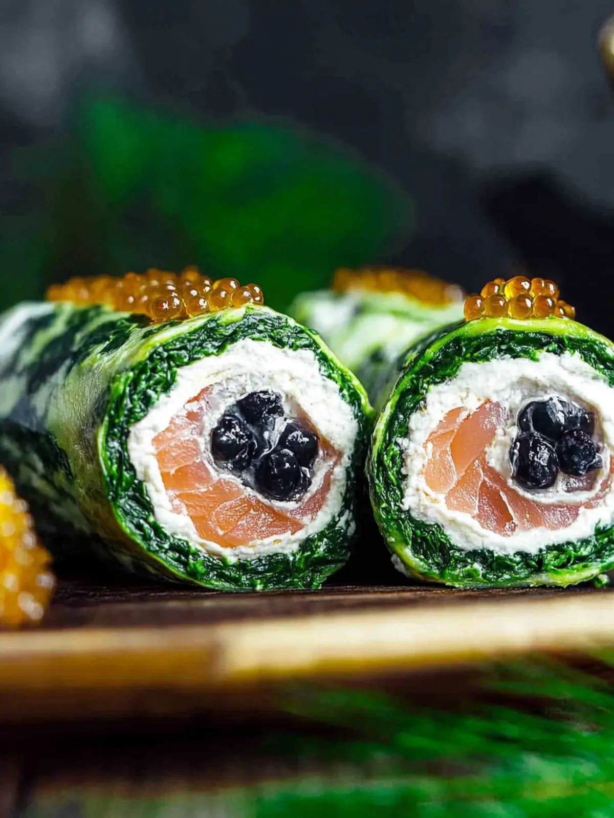 Spinach Smoked Salmon Roulade Recipe with Caviar Bliss 5 Spinach Smoked Salmon Roulade Recipe with Caviar