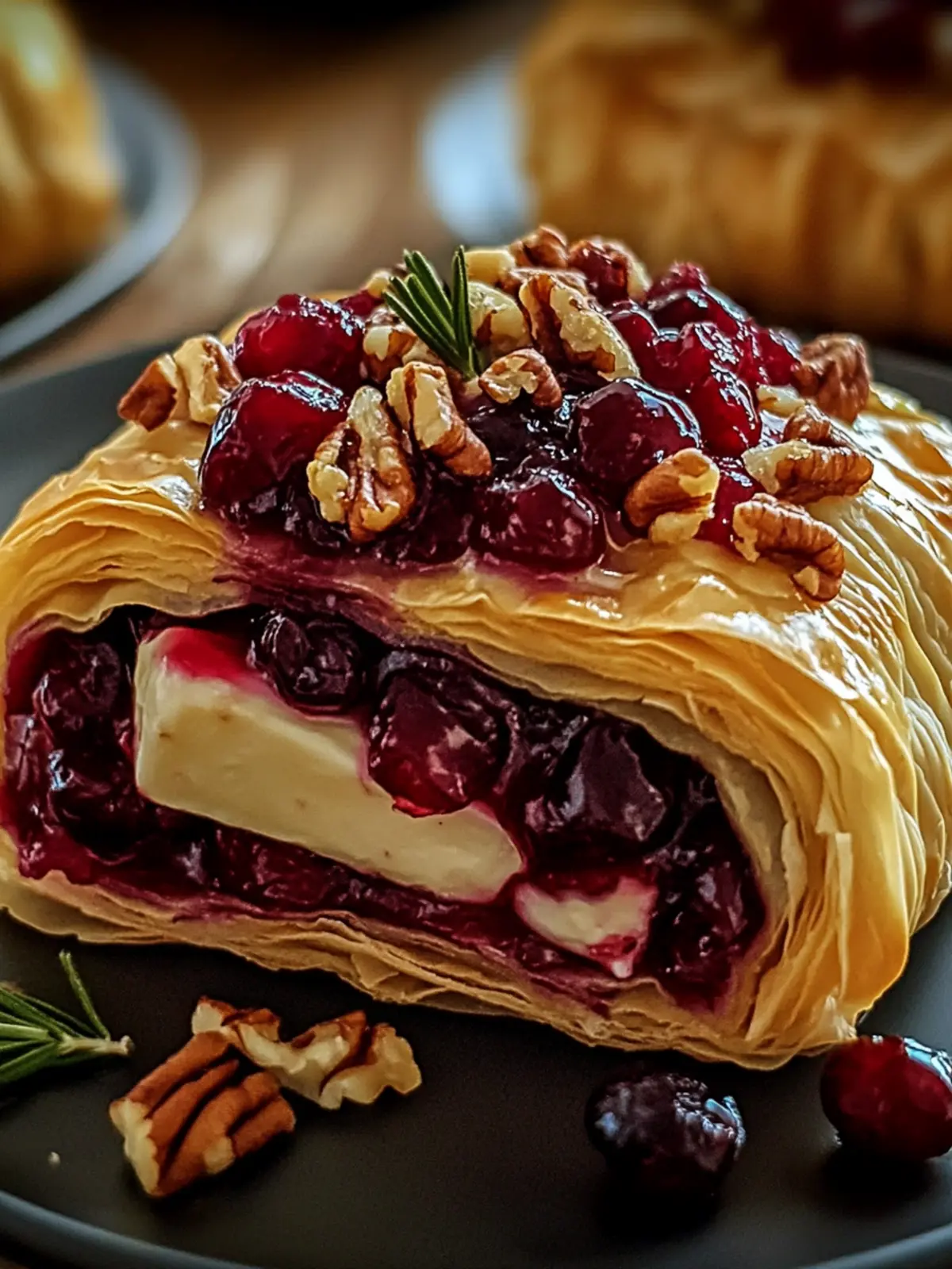 Cranberry Pecan Brie in Flaky Puff Pastry
