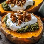 Stuffed Sweet Potatoes with Burrata & Sage Pesto Delight 10 Stuffed Sweet Potatoes with Burrata, Toasted Walnuts & Sage Pesto