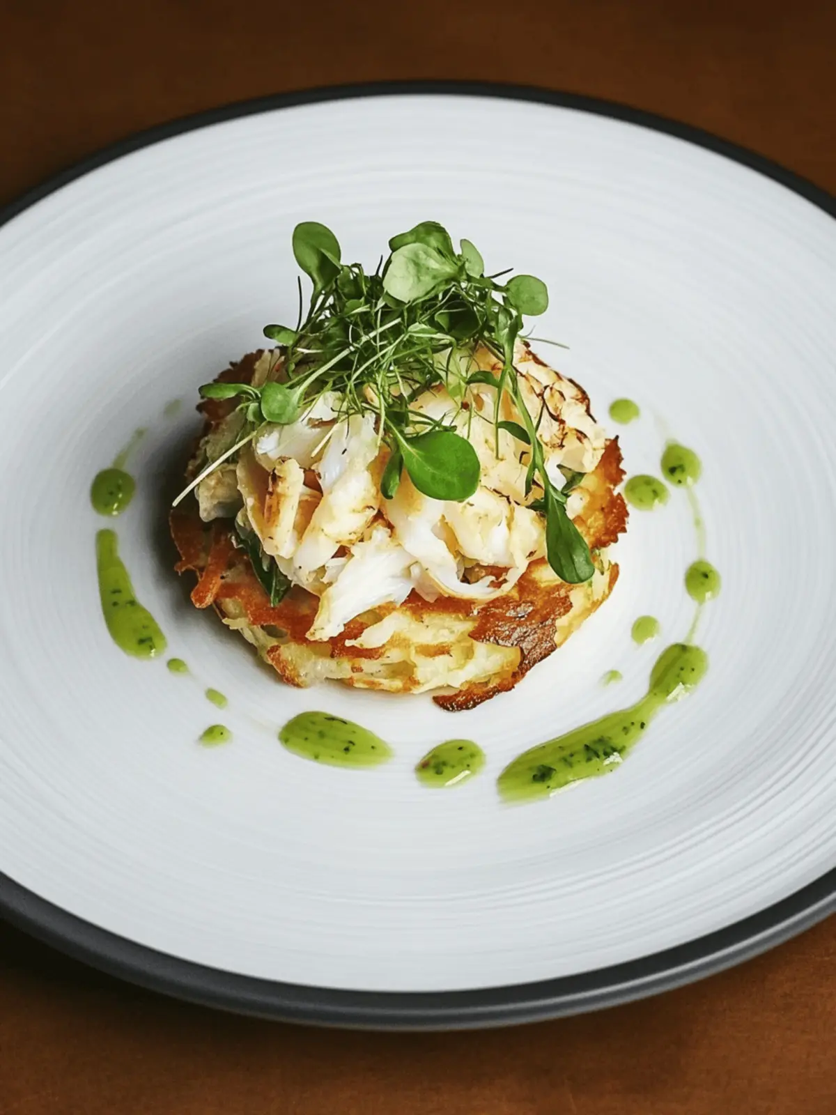 Portland Crab Rosti with Land Cress and Chives: A Summer Delight 2 Portland crab rosti with land cress and chives