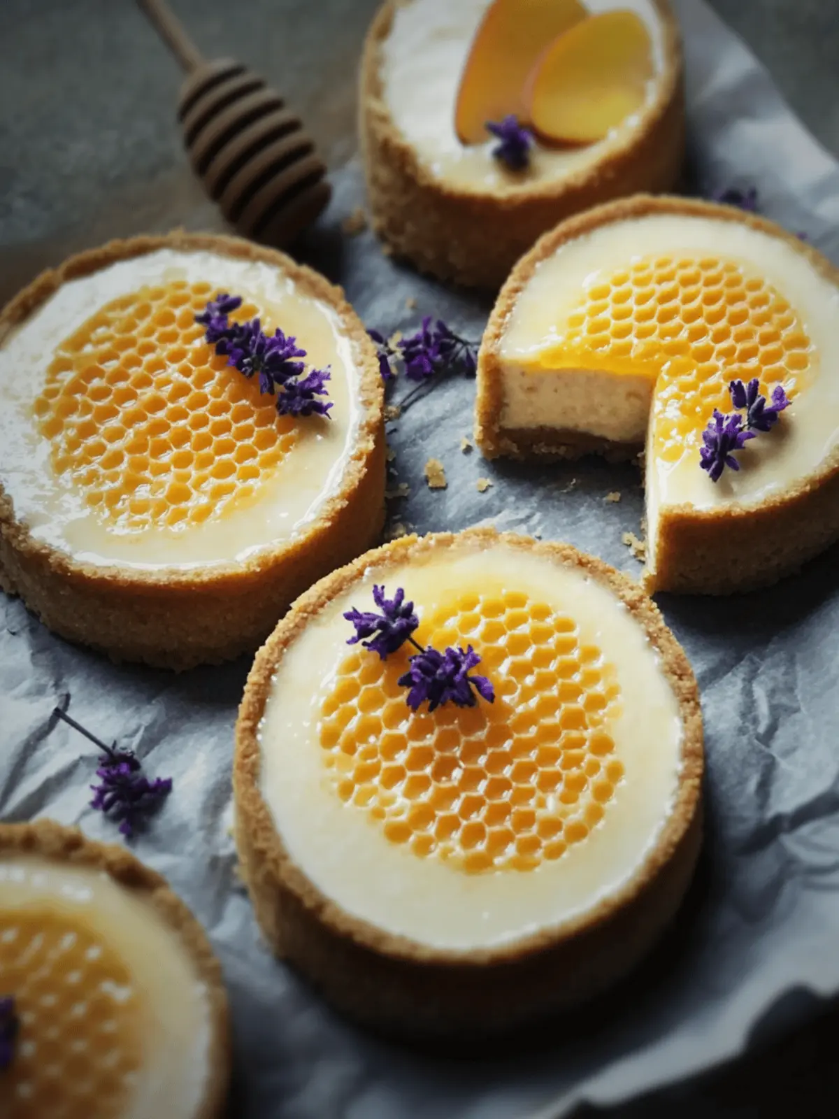 Peaches and Hay Mini Cheesecakes with Honey