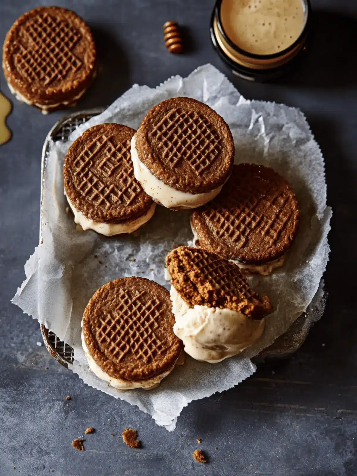 Salted Honey Gingerbread Ice Cream Sandwiches