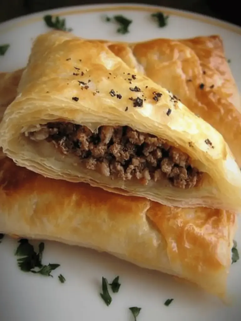 Turkish long borek with ground beef/ Kıymalı Kol Böreği