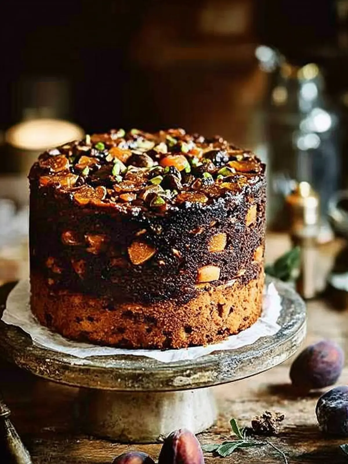 Fig, apricot and pistachio Christmas cake