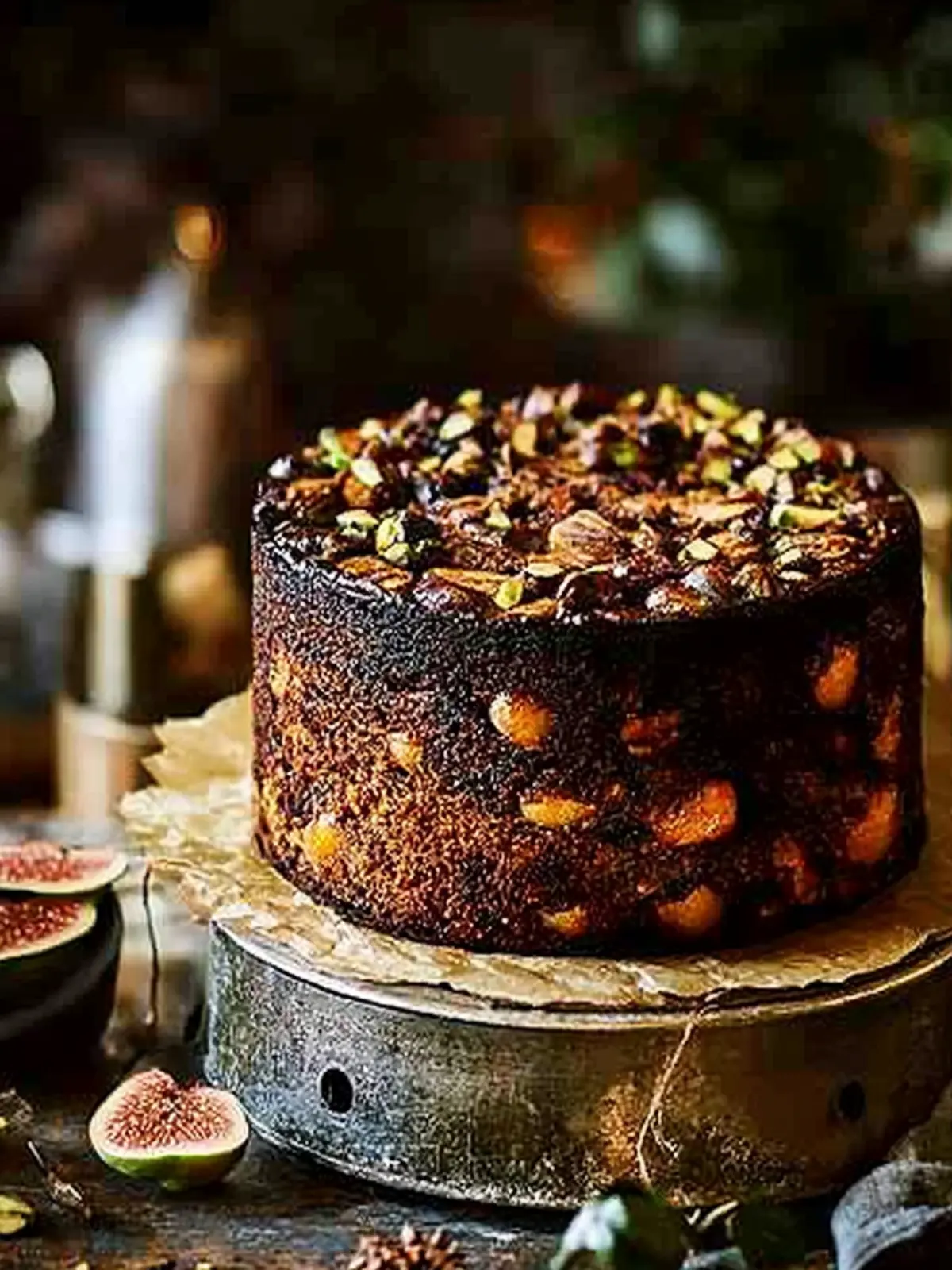 Fig, apricot and pistachio Christmas cake