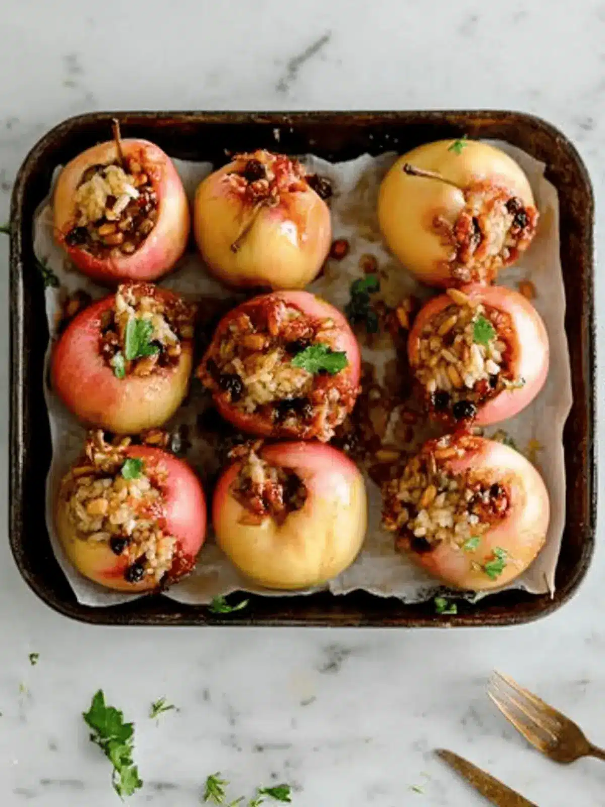 Savoury Stuffed Apples with Rice, Pine Nuts, and Currants Delight 4 stuffed apples with rice pine nuts and currants