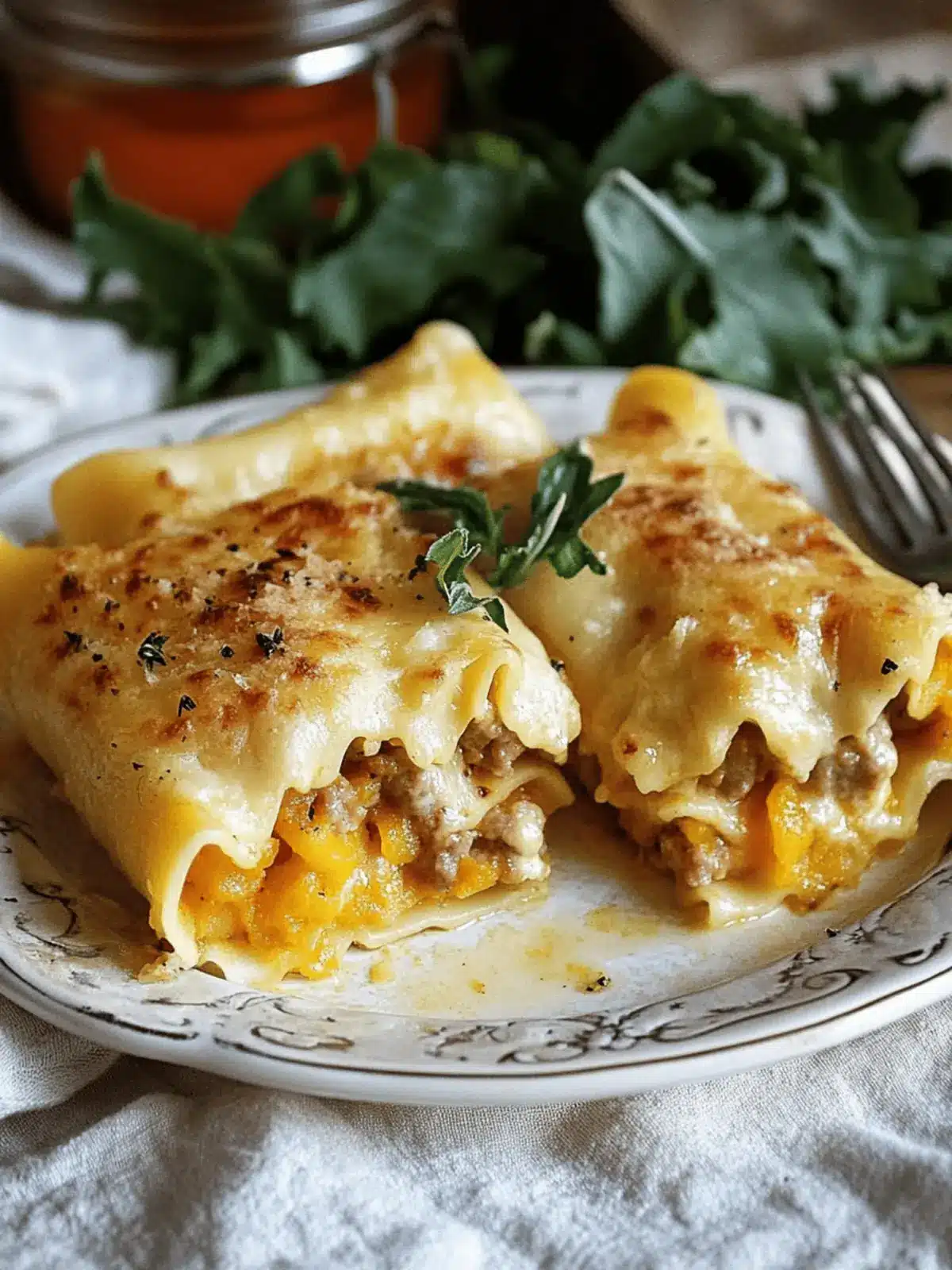 Sausage Butternut Squash Lasagna Roll-Ups