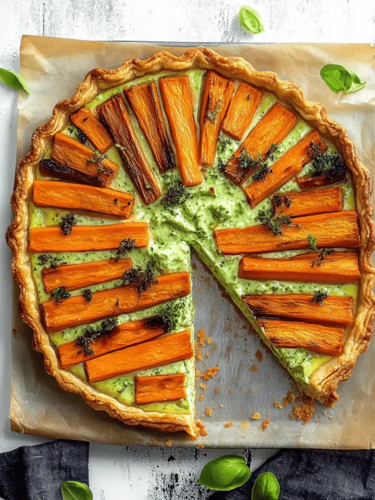 Carrot Tart with Green Goddess Ricotta.