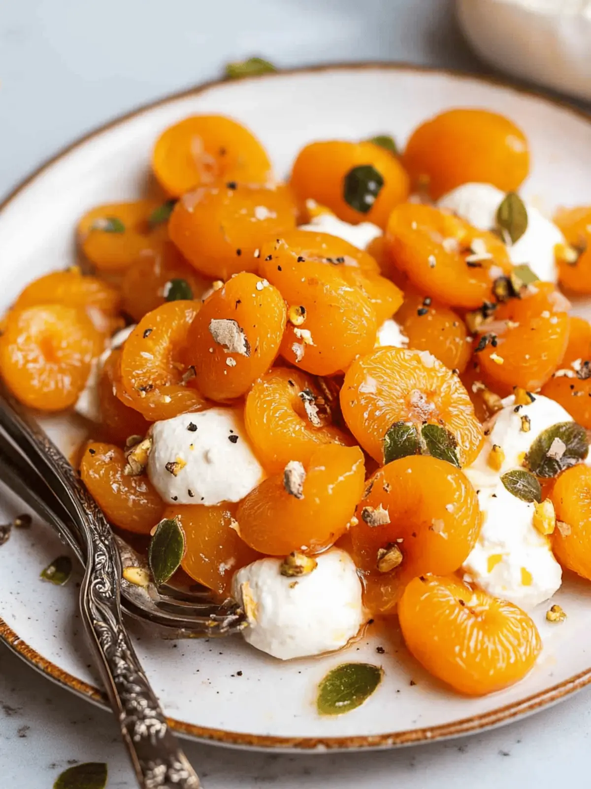 Kuru Kayısı Tatlısı (Turkish Poached Apricots with Ricotta)