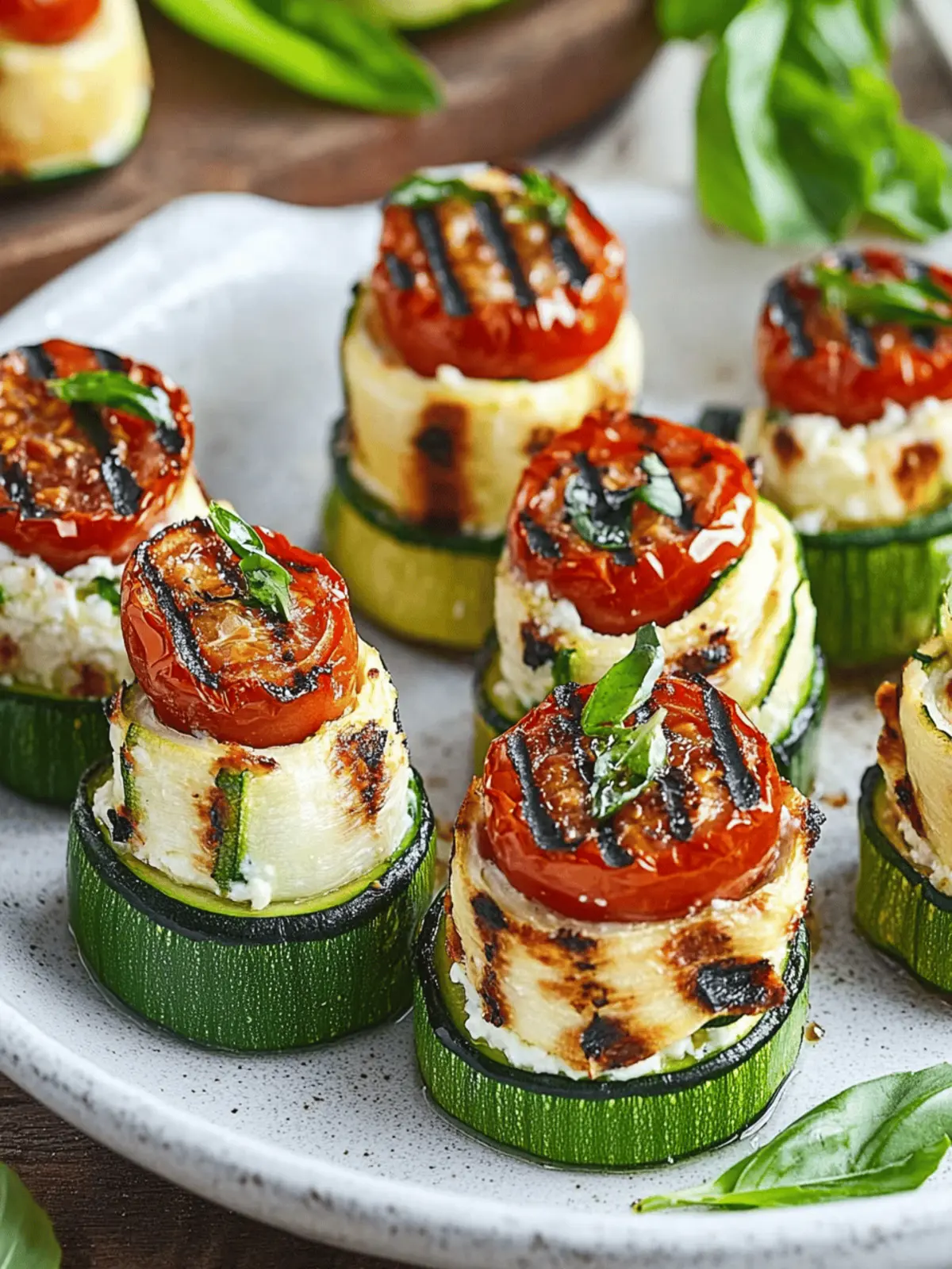 Grilled Zucchini Rollups Stuffed with Ricotta and Roasted Tomatoes 3 Grilled Zucchini Rollups Stuffed with Lemon-Basil Ricotta and Slow Roasted Tomatoes