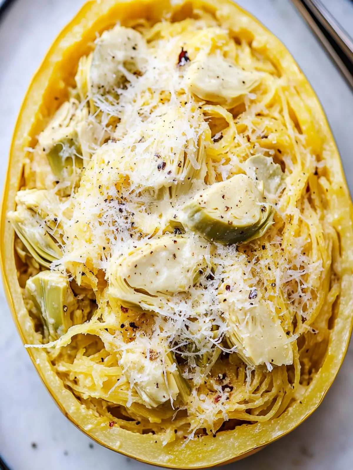 Creamy Artichoke Spaghetti Squash