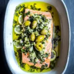 Olive Oil Salmon Confit with Olive Lemon Gremolata