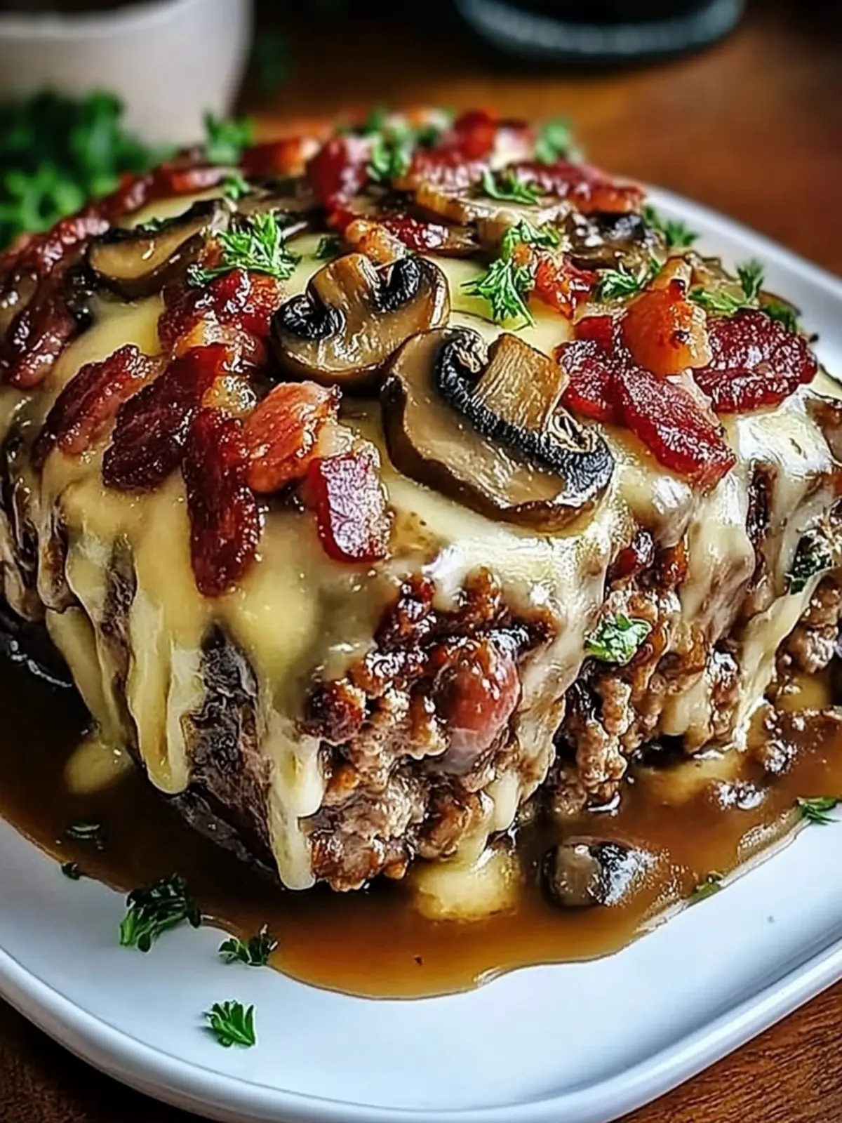 Bacon Mushroom Swiss Cheese Meatloaf for Ultimate Comfort 2 Bacon Mushroom Swiss Cheese Meatloaf