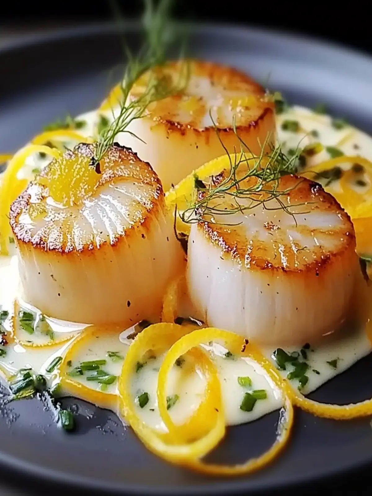 Savor Golden Scallops with Citrus Beurre Blanc & Fennel Slaw 2 Golden Scallops with Citrus Beurre Blanc & Fennel Slaw