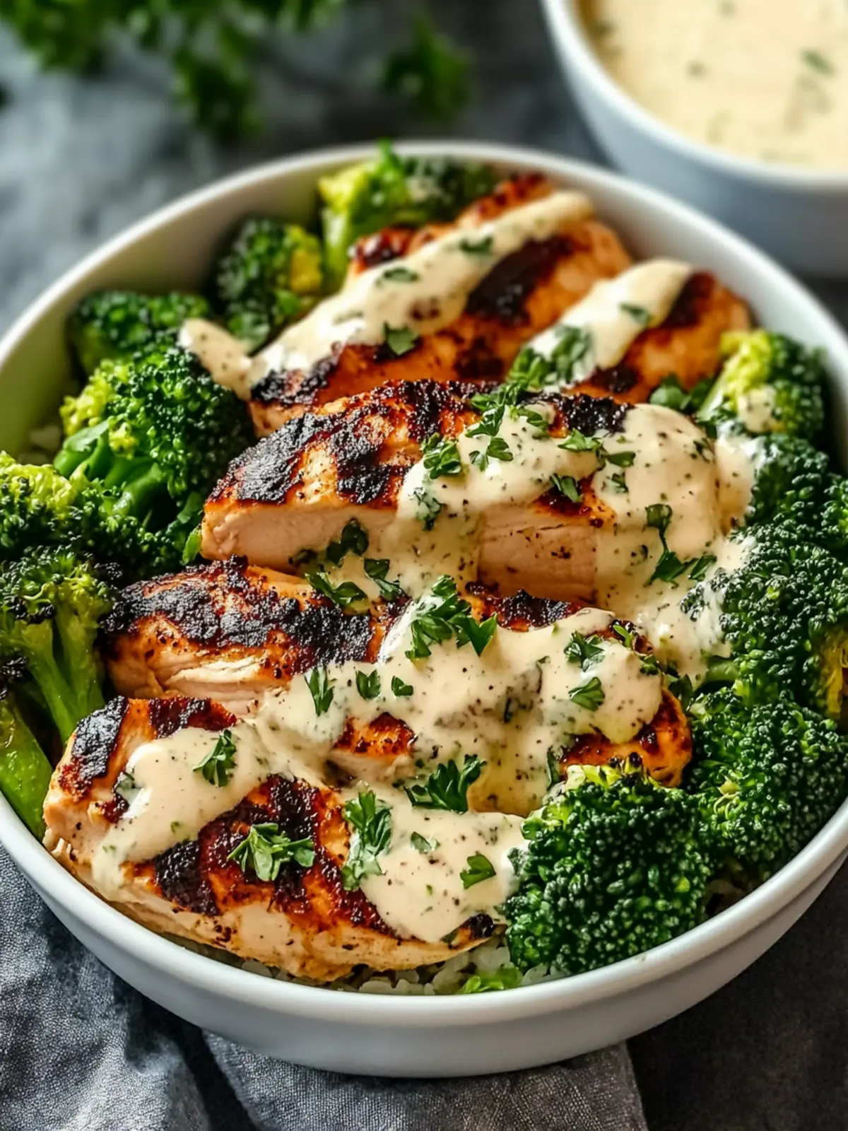Grilled Chicken & Broccoli Bowls with Creamy Garlic Sauce Bliss 3 Grilled Chicken & Broccoli Bowls with Creamy Garlic Sauce