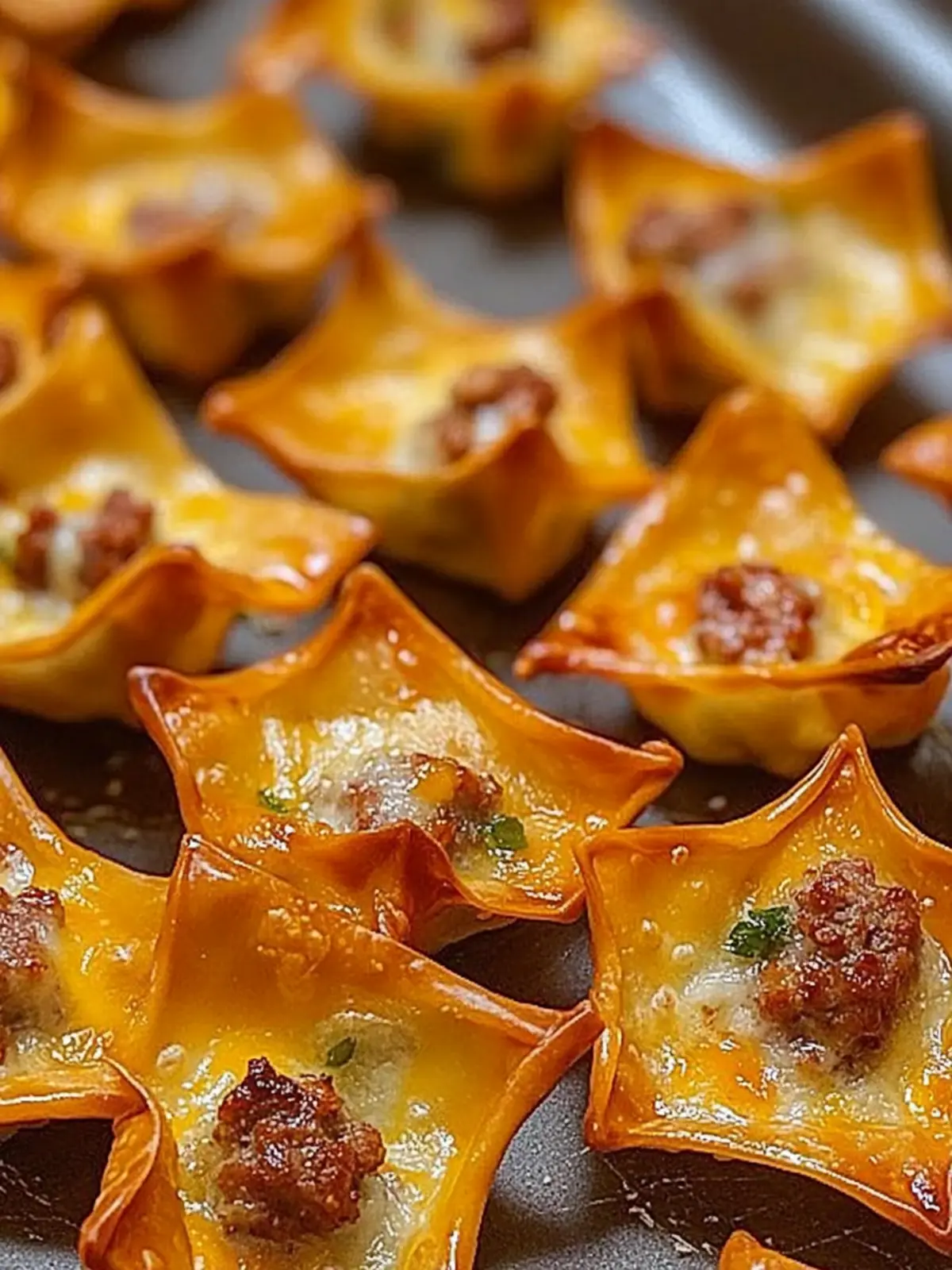 Baked Sausage and Cheese Mini Wontons