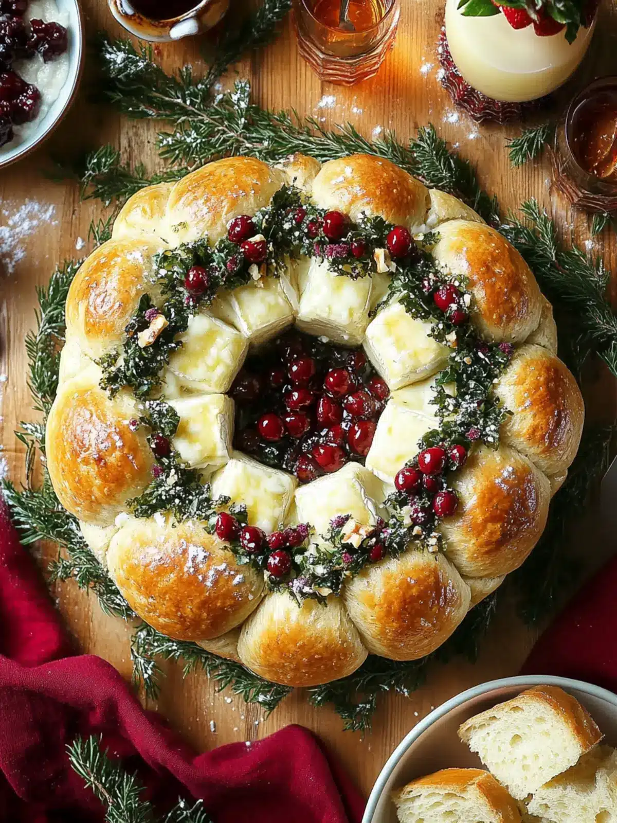 Baked Brie and Bread Wreath: The Ultimate Holiday Treat 3 Baked Brie and Bread Wreath