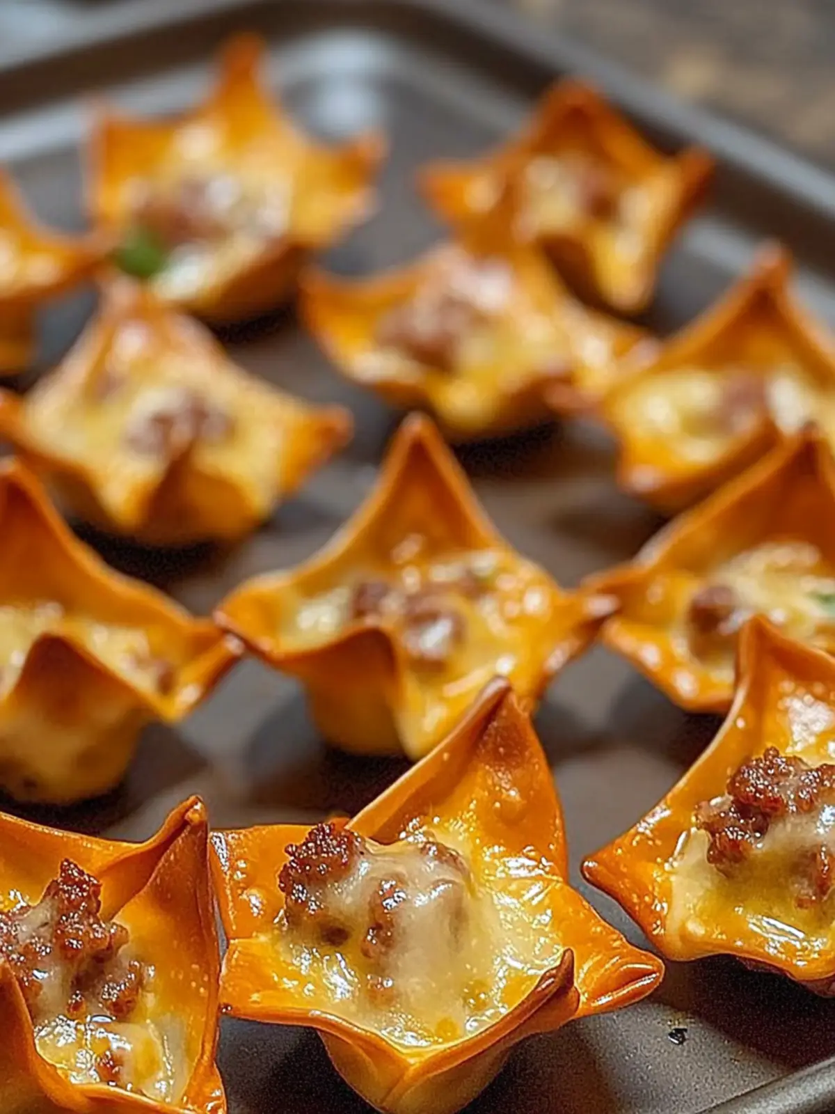 Baked Sausage and Cheese Mini Wontons
