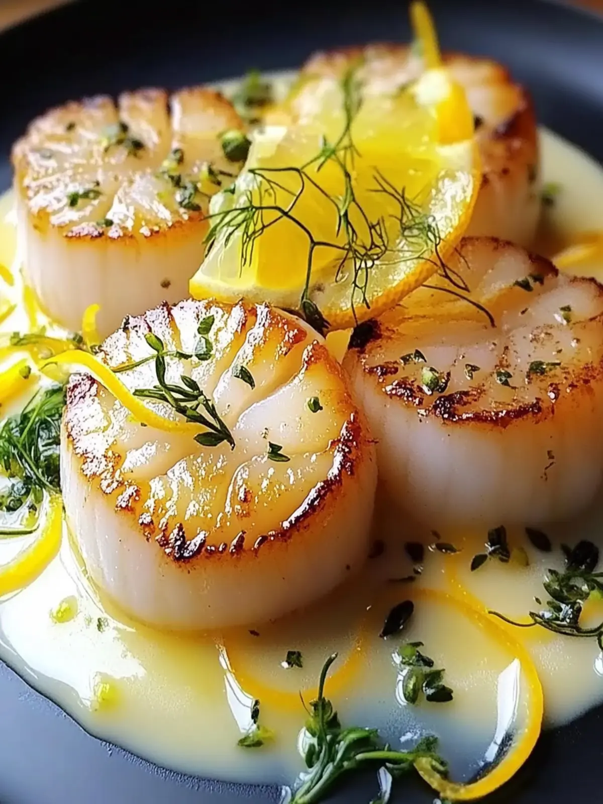 Savor Golden Scallops with Citrus Beurre Blanc & Fennel Slaw 5 Golden Scallops with Citrus Beurre Blanc & Fennel Slaw