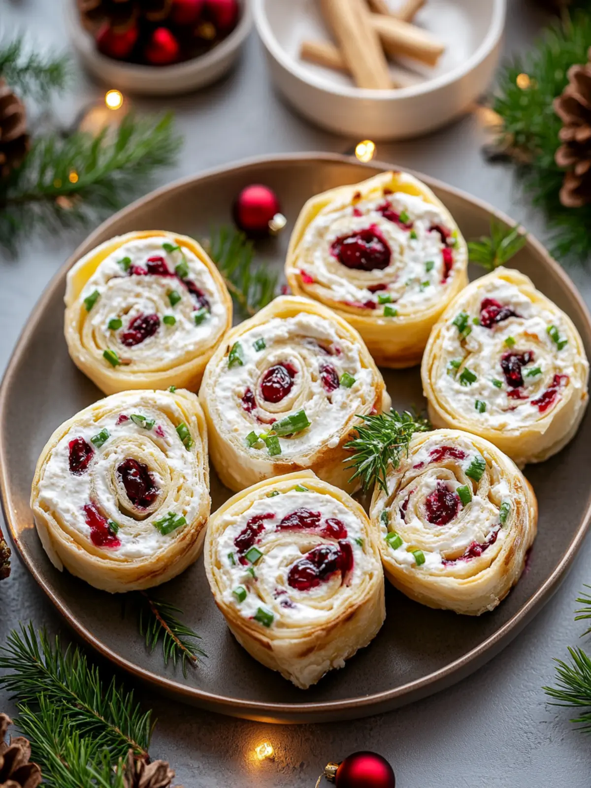 Savory Christmas Cranberry Roll Ups