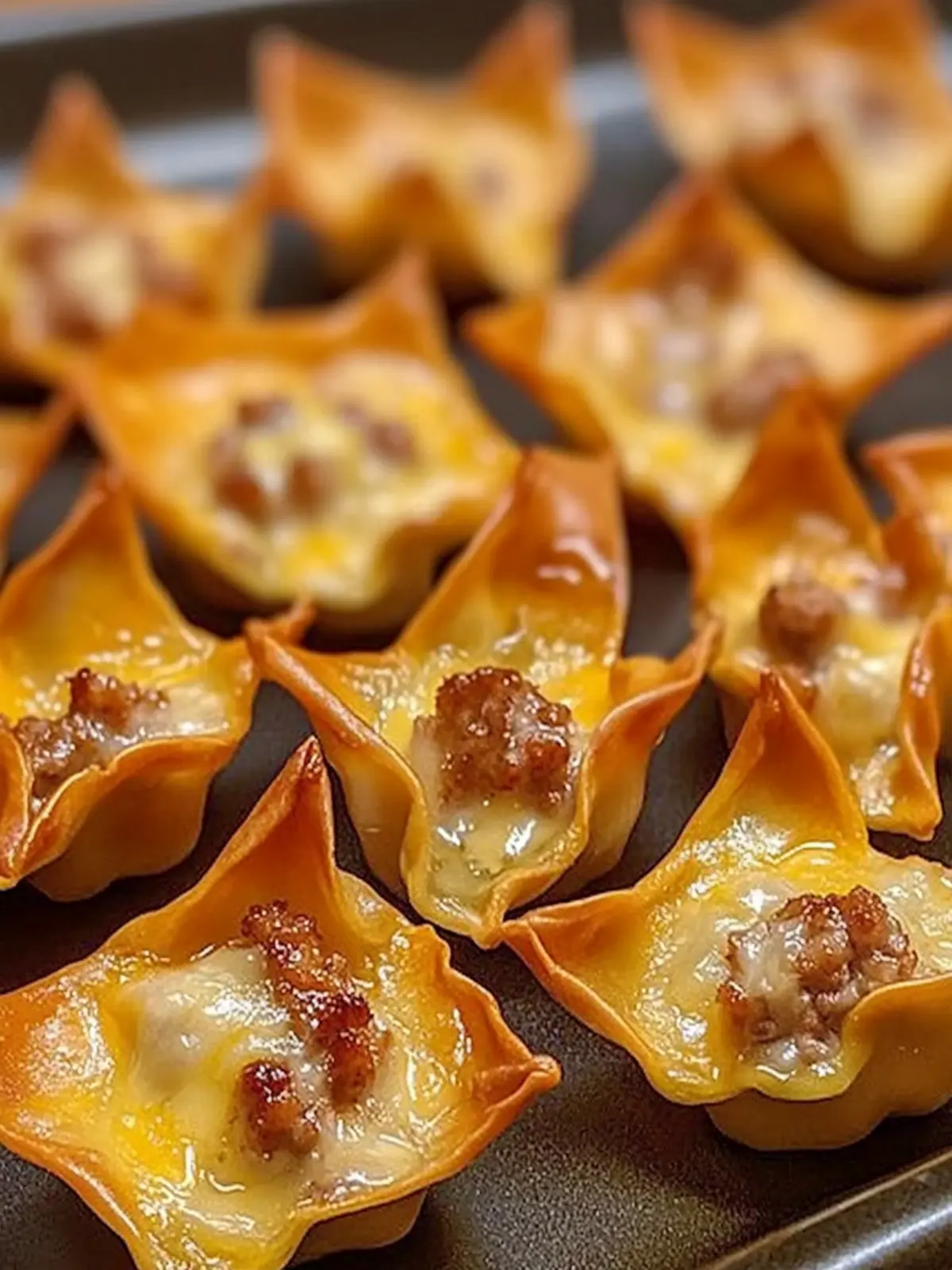 Baked Sausage and Cheese Mini Wontons