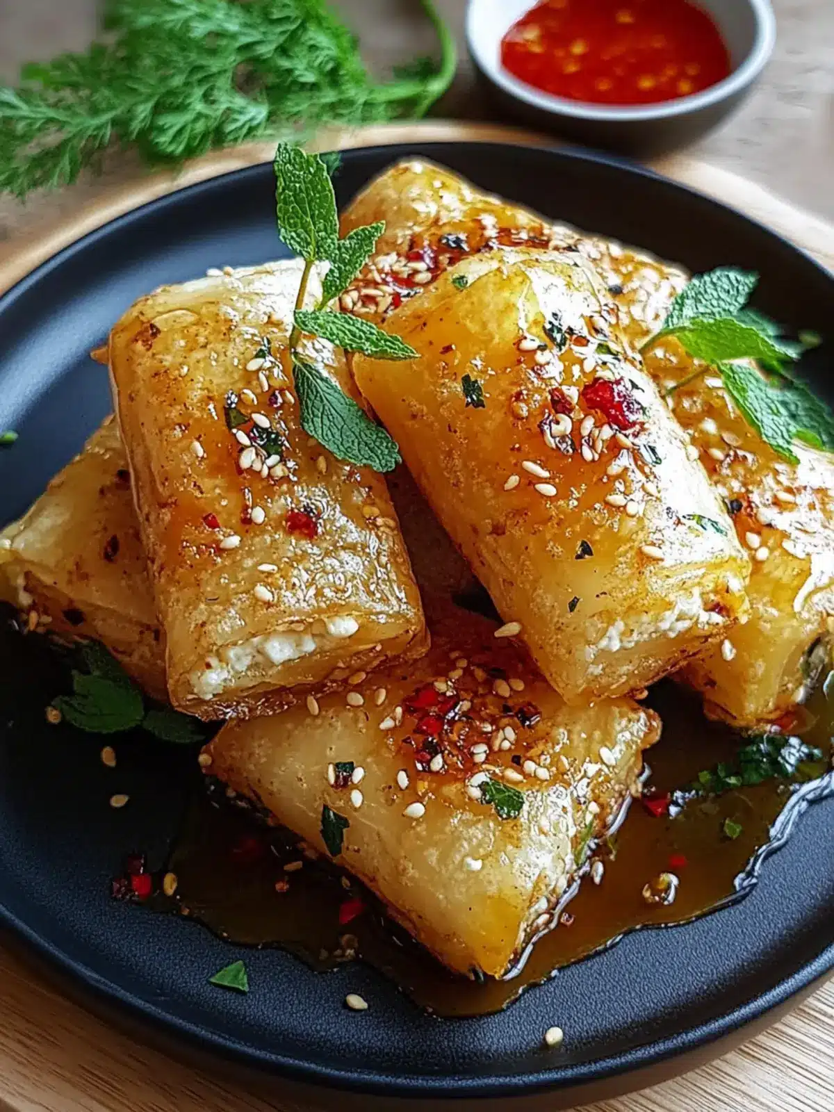 Oven Fried Feta Rolls with Chili Honey for a Flavorful Twist 2 Oven Fried Feta Rolls with Chili Honey