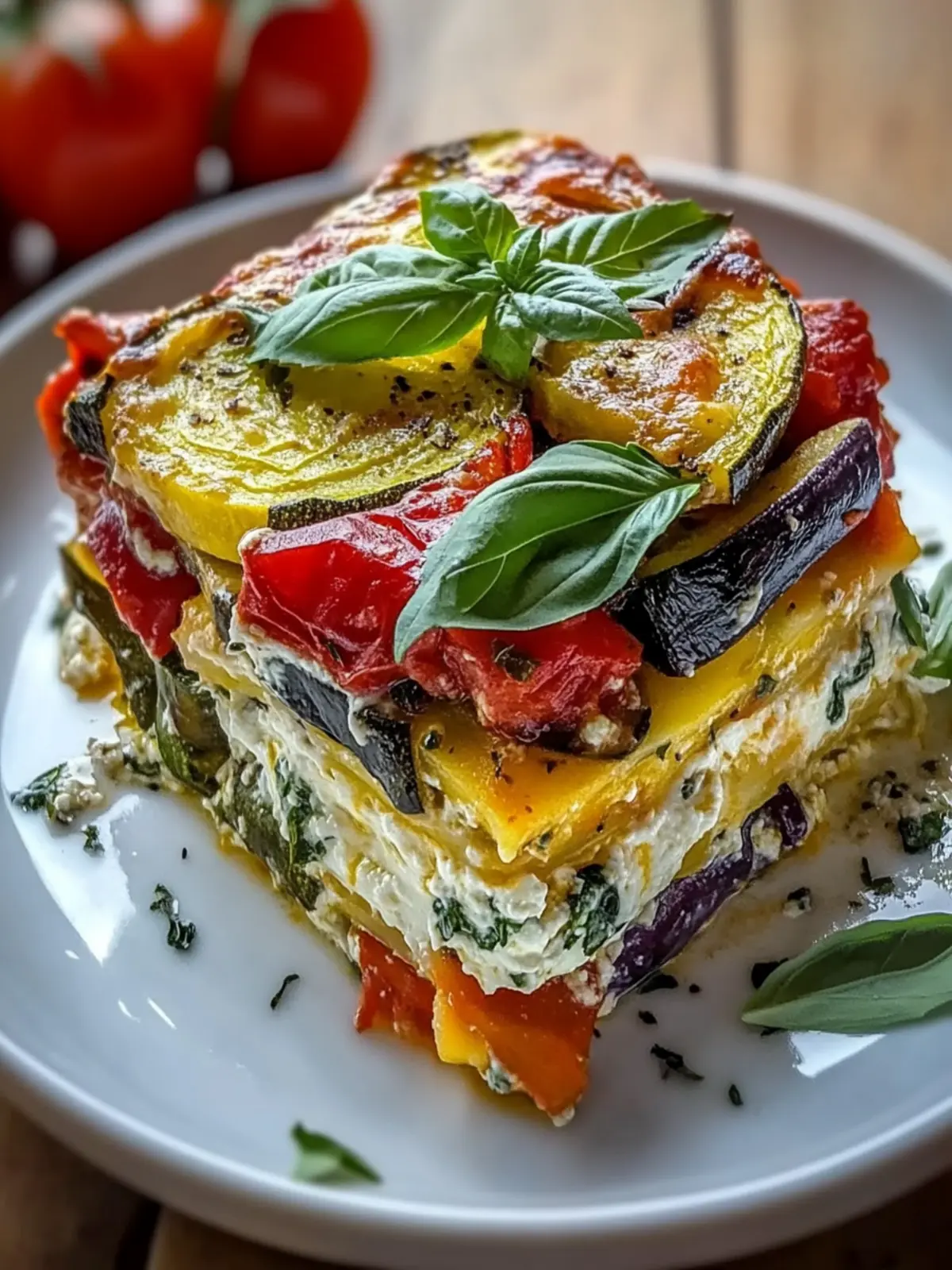 Delicious Layered Mediterranean Vegetable Lasagna with Creamy Ricotta 4 Layered Mediterranean Vegetable Lasagna with Creamy Ricotta