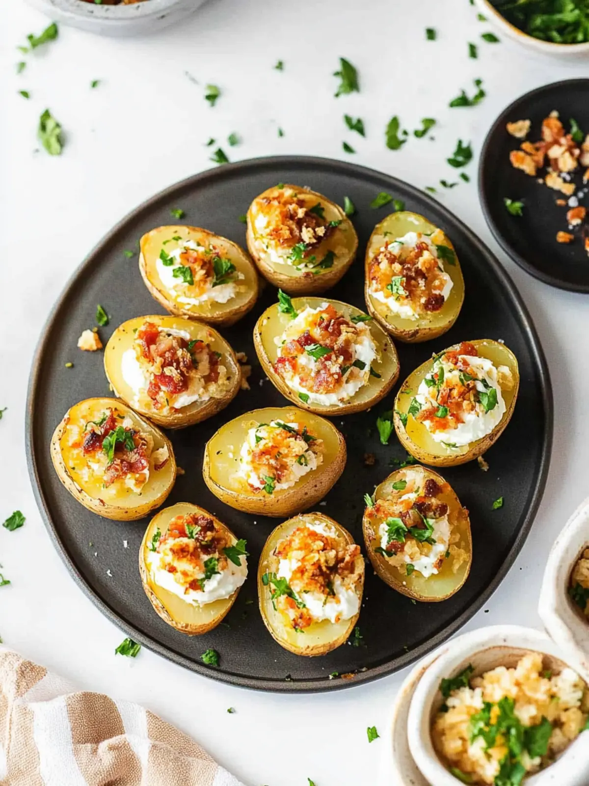 Savory Mini Baked Potatoes with Bacon and Chives Delight 4 Mini Baked Potatoes