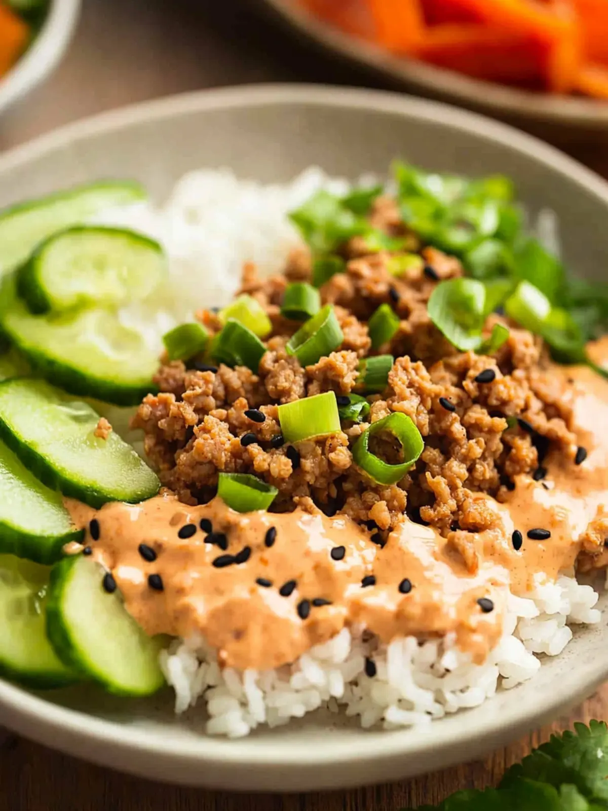 Savory Ground Turkey Rice Bowls with Zesty Bang Bang Sauce 3 Ground Turkey Rice Bowls
