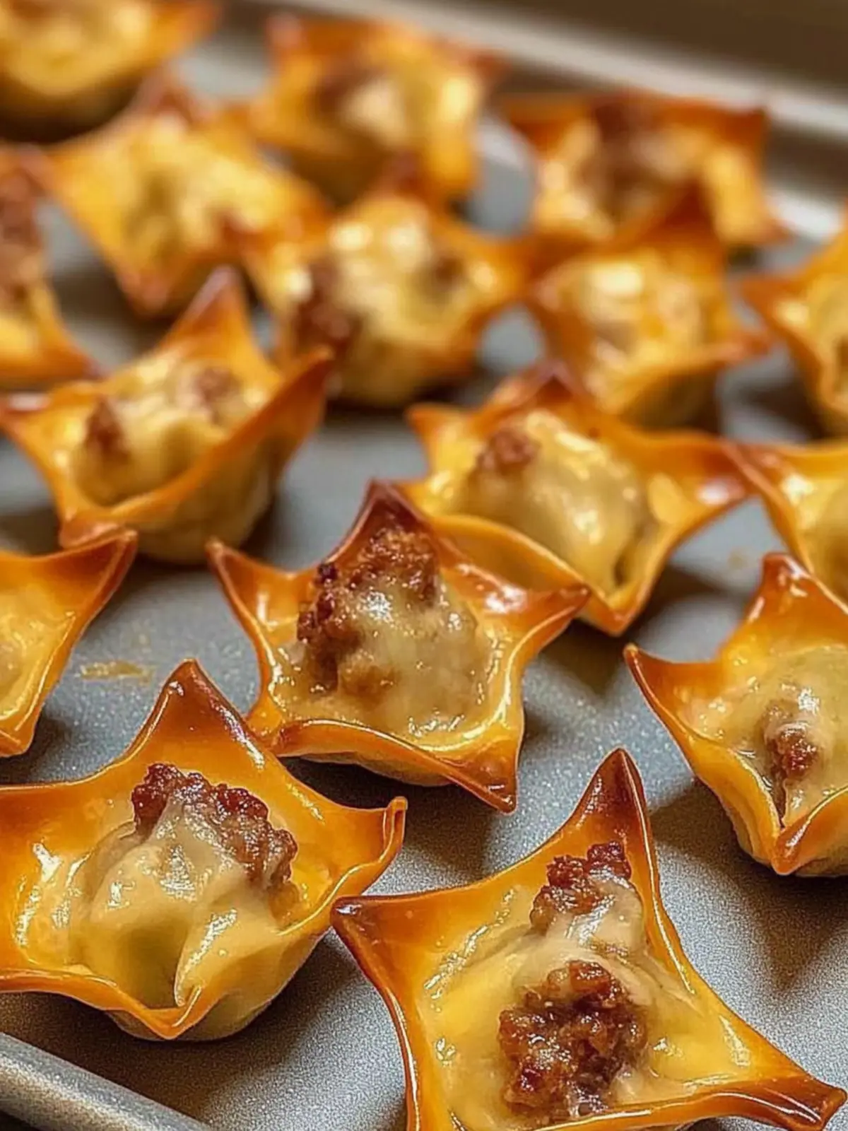 Baked Sausage and Cheese Mini Wontons