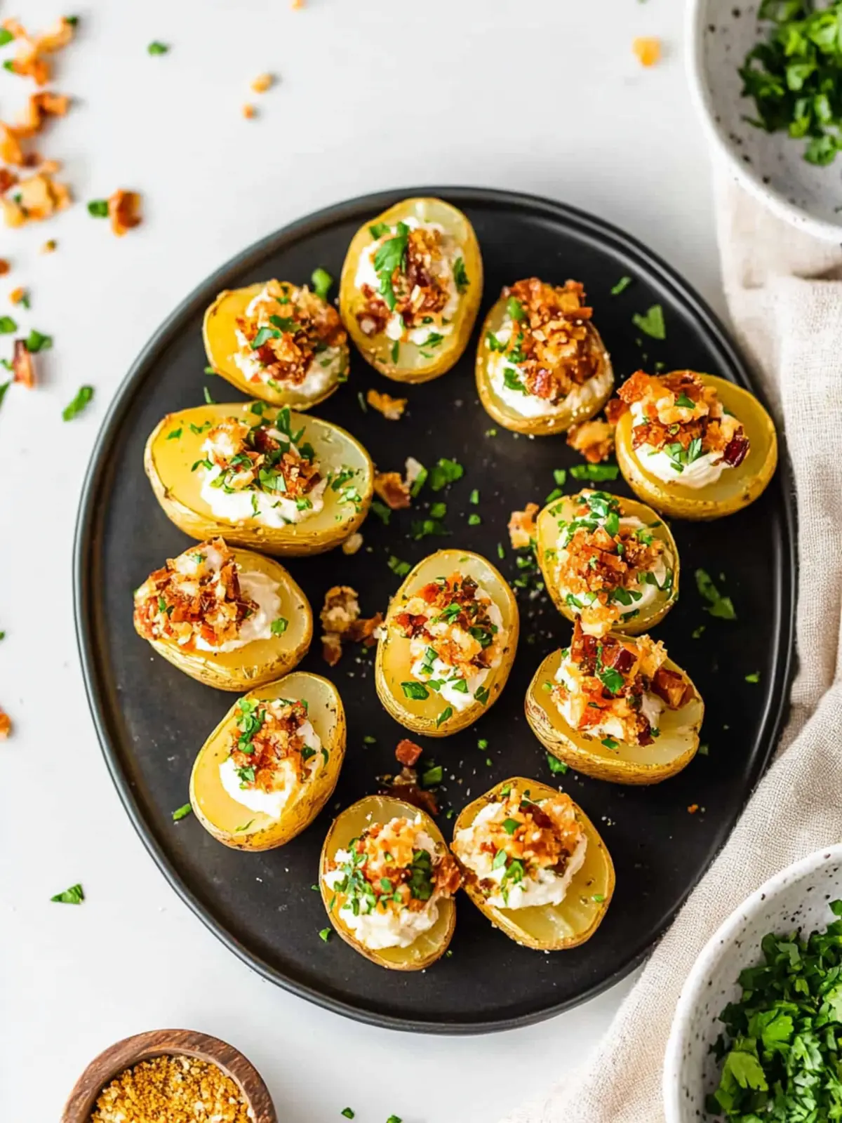 Savory Mini Baked Potatoes with Bacon and Chives Delight 3 Mini Baked Potatoes