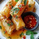 Oven Fried Feta Rolls with Chili Honey