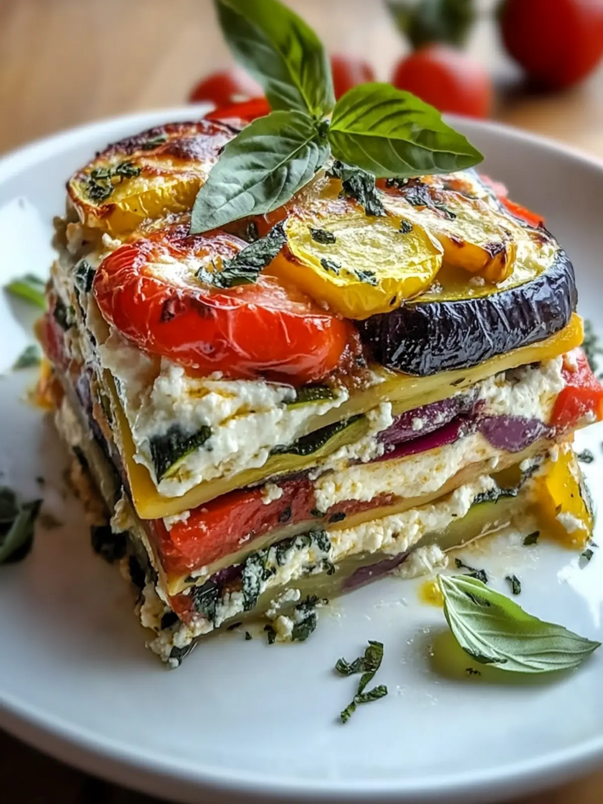 Delicious Layered Mediterranean Vegetable Lasagna with Creamy Ricotta 2 Layered Mediterranean Vegetable Lasagna with Creamy Ricotta