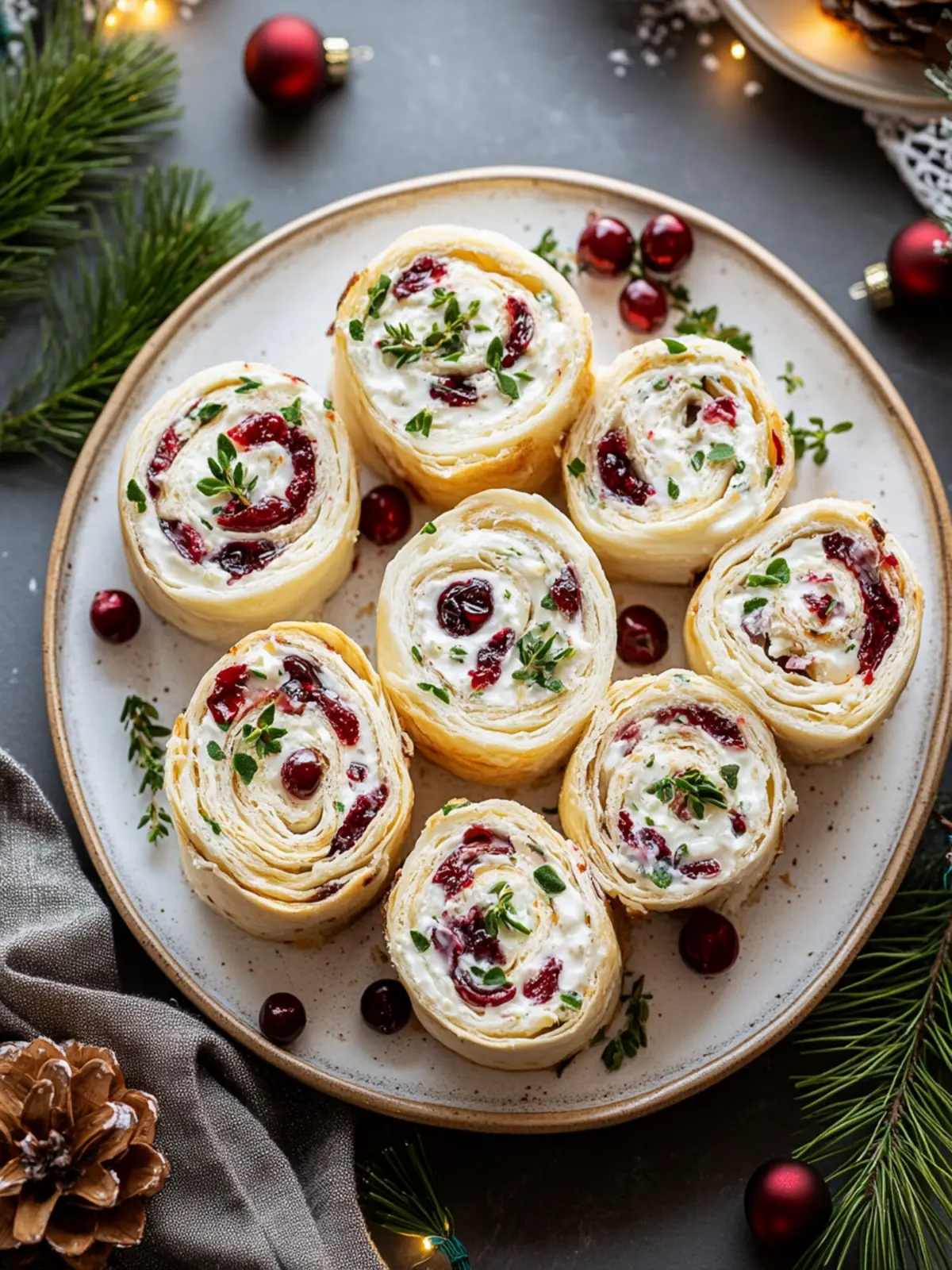 Savory Christmas Cranberry Roll Ups