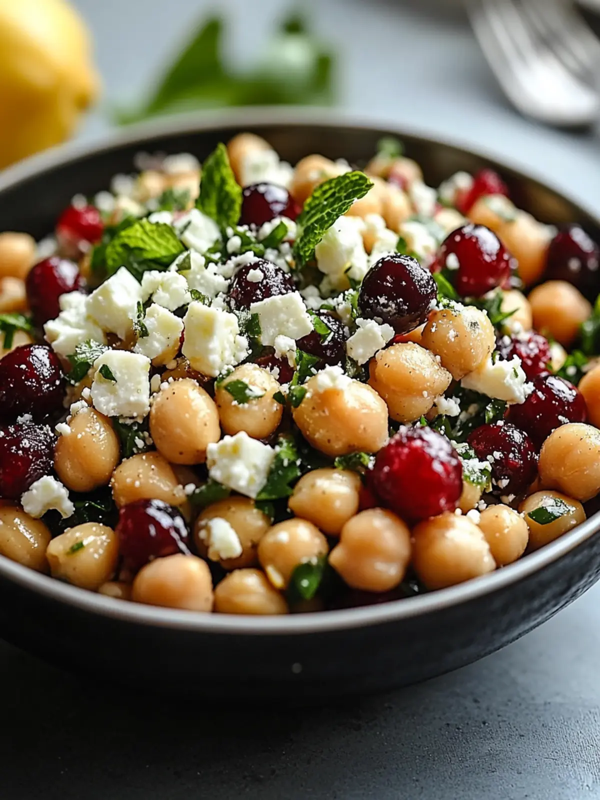 Feta & Cranberry Chickpeas with Lemon Vinaigrette Bliss 2 Feta & Cranberry Chickpeas with Lemon Vinaigrette