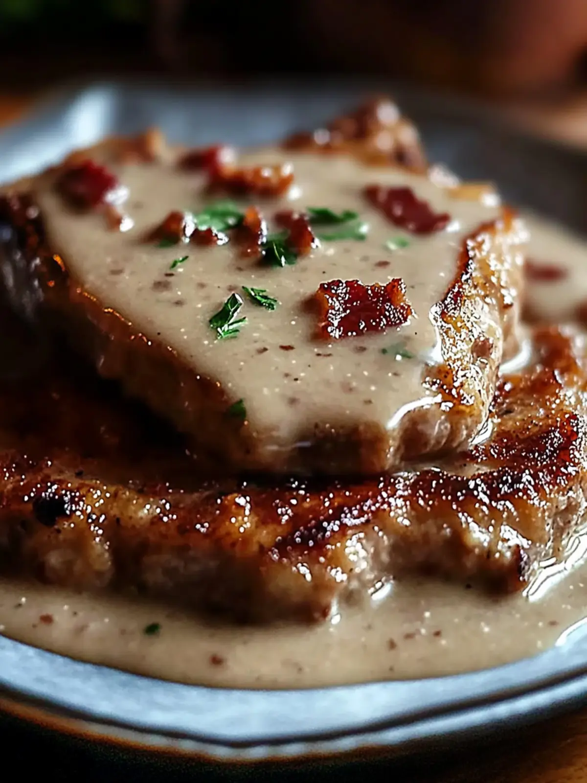 Fried Pork Chops with Bacon Gravy for Ultimate Comfort Meals 3 Fried Pork Chops with Bacon Gravy