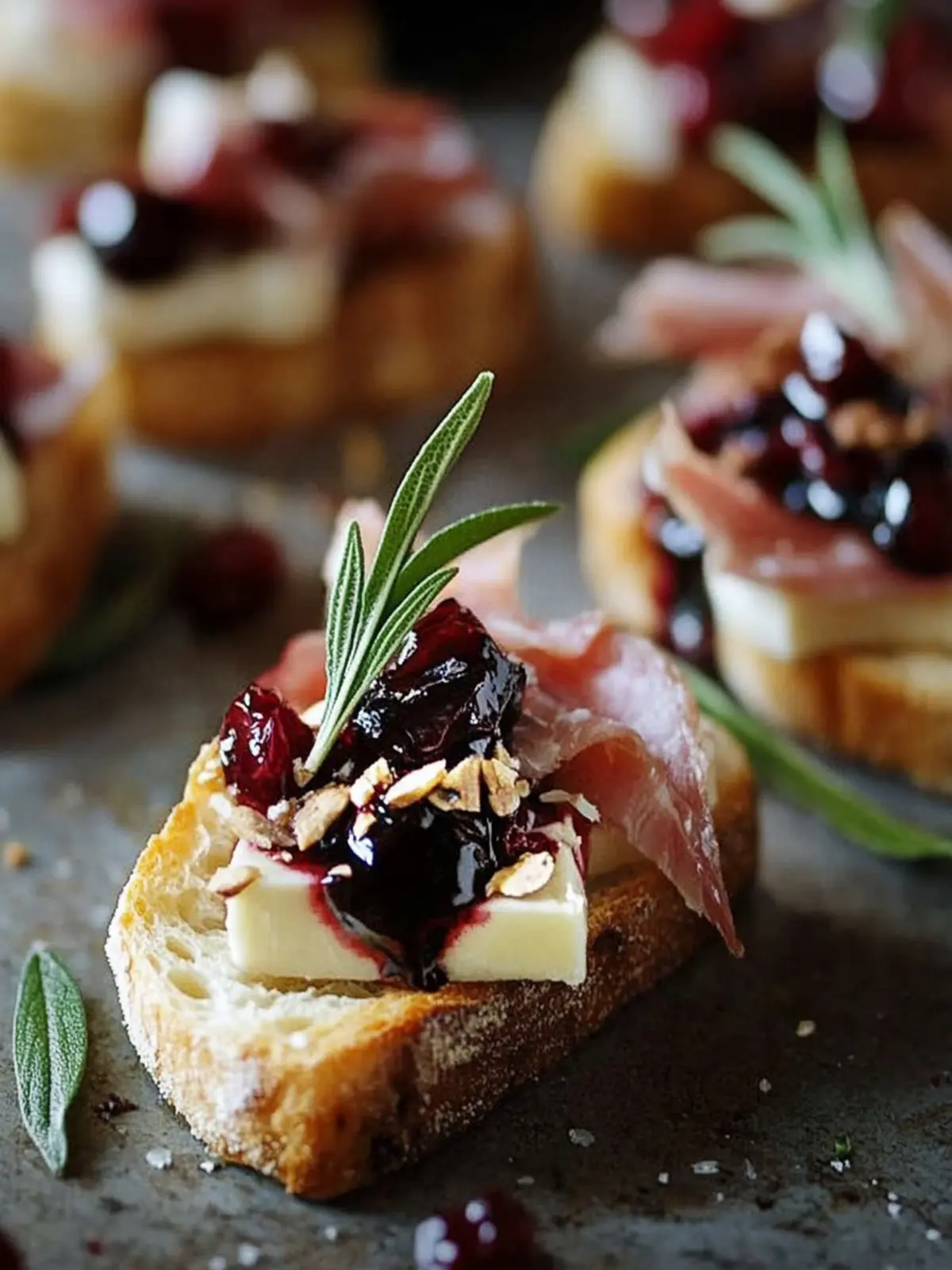 Irresistible Cranberry, Brie and Prosciutto Crostini Magic 5 Cranberry, Brie and Prosciutto Crostini with Balsamic Glaze