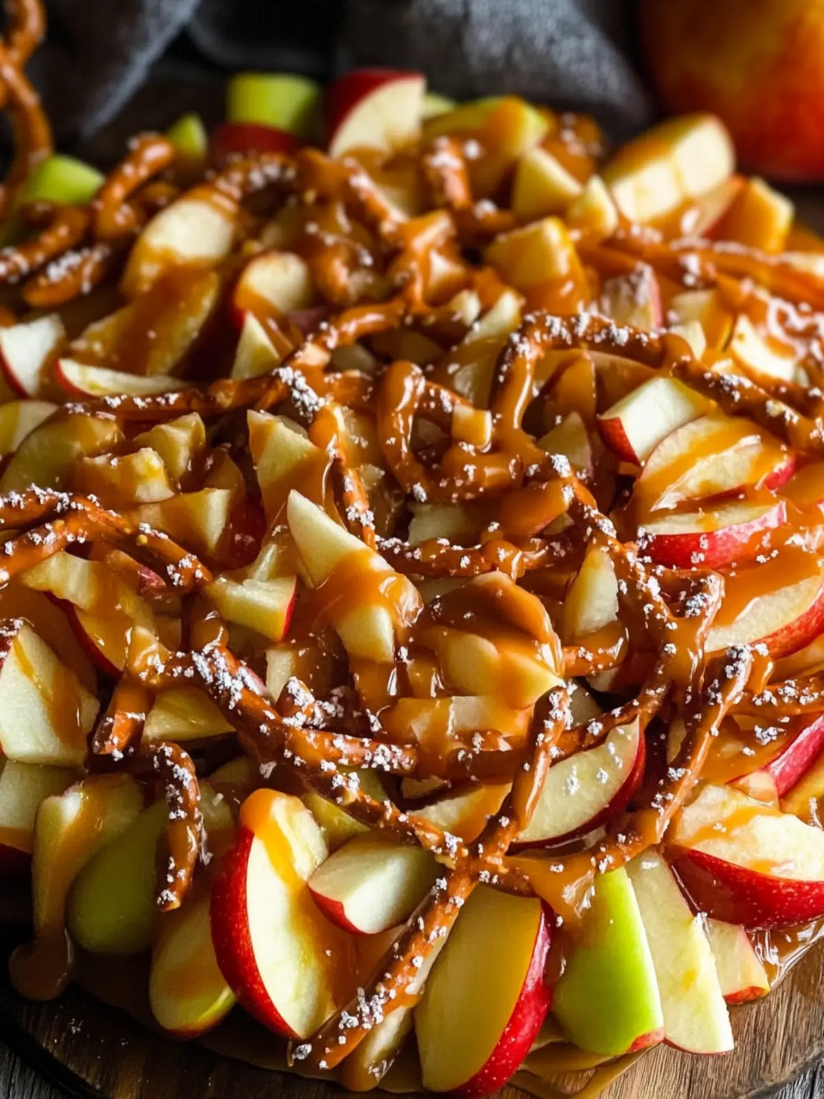 Caramel Apple Nachos Recipe with Pretzels for Fall Fun 3 Caramel Apple Nachos Recipe (With Pretzels)