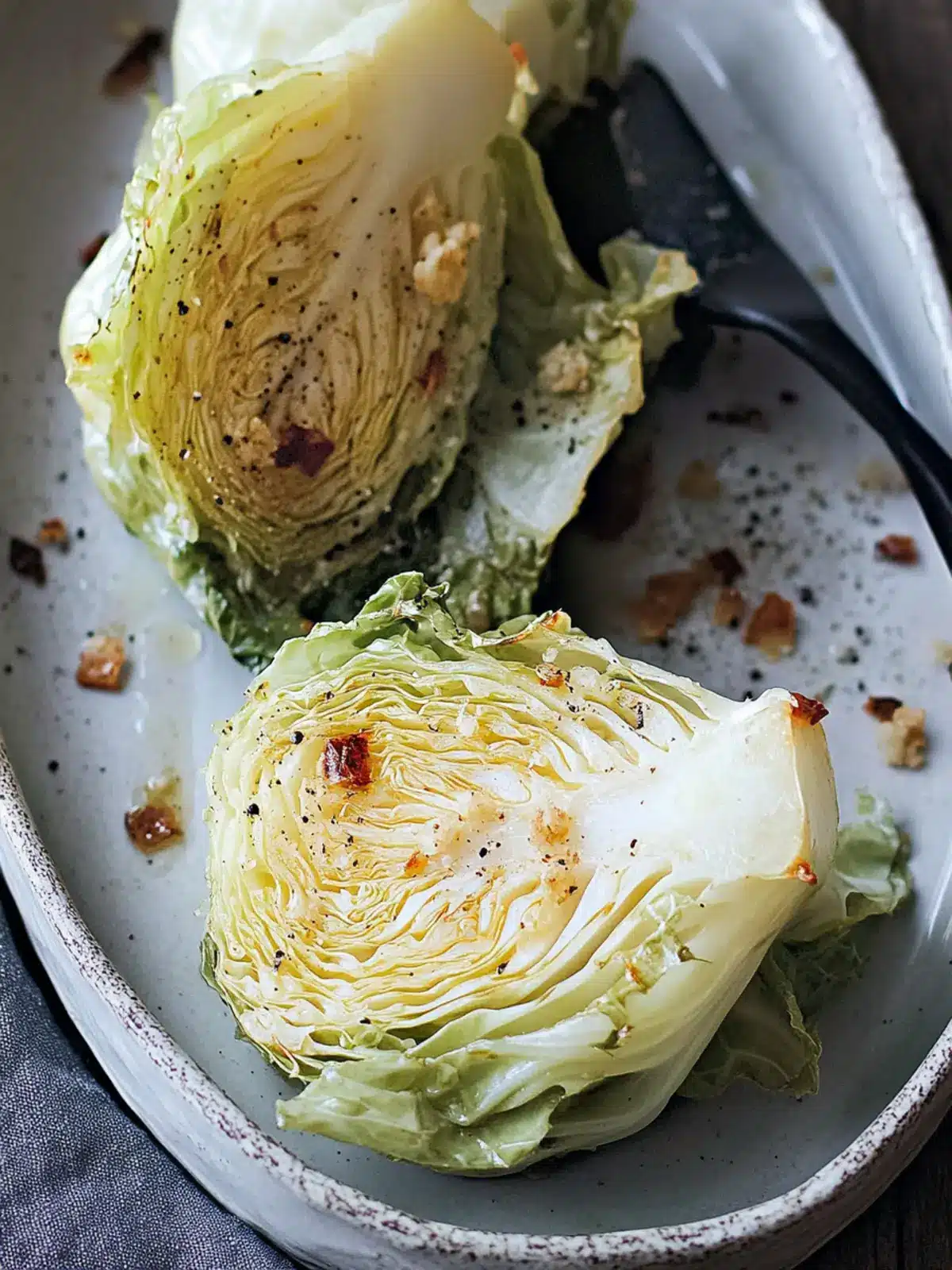 Savory Baked Cabbage with Browned Butter & Crispy Bacon 2 Baked Cabbage