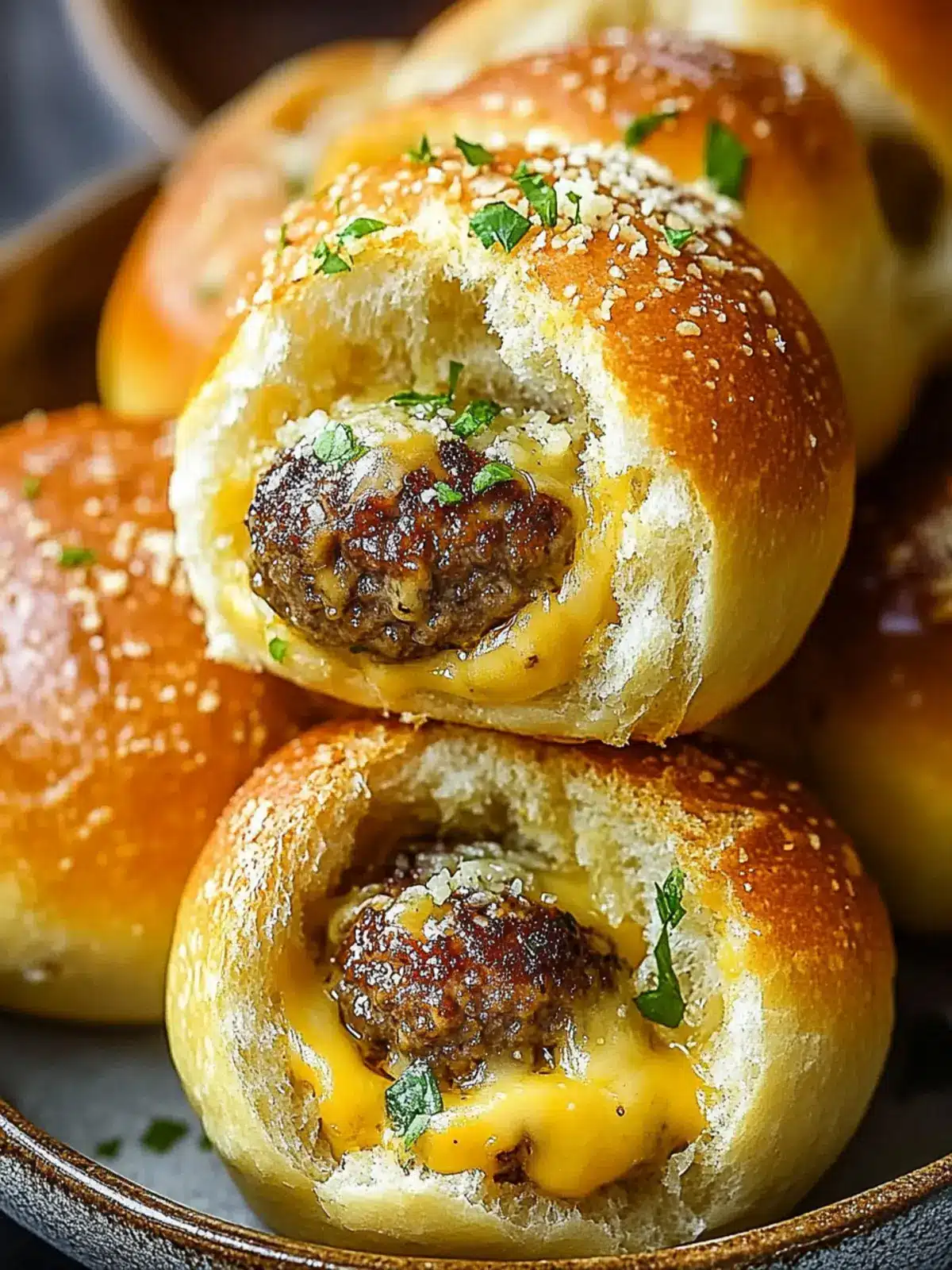 Garlic Parmesan Cheeseburger Bombs: Melty Goodness Awaits 4 Garlic Parmesan Cheeseburger Bombs