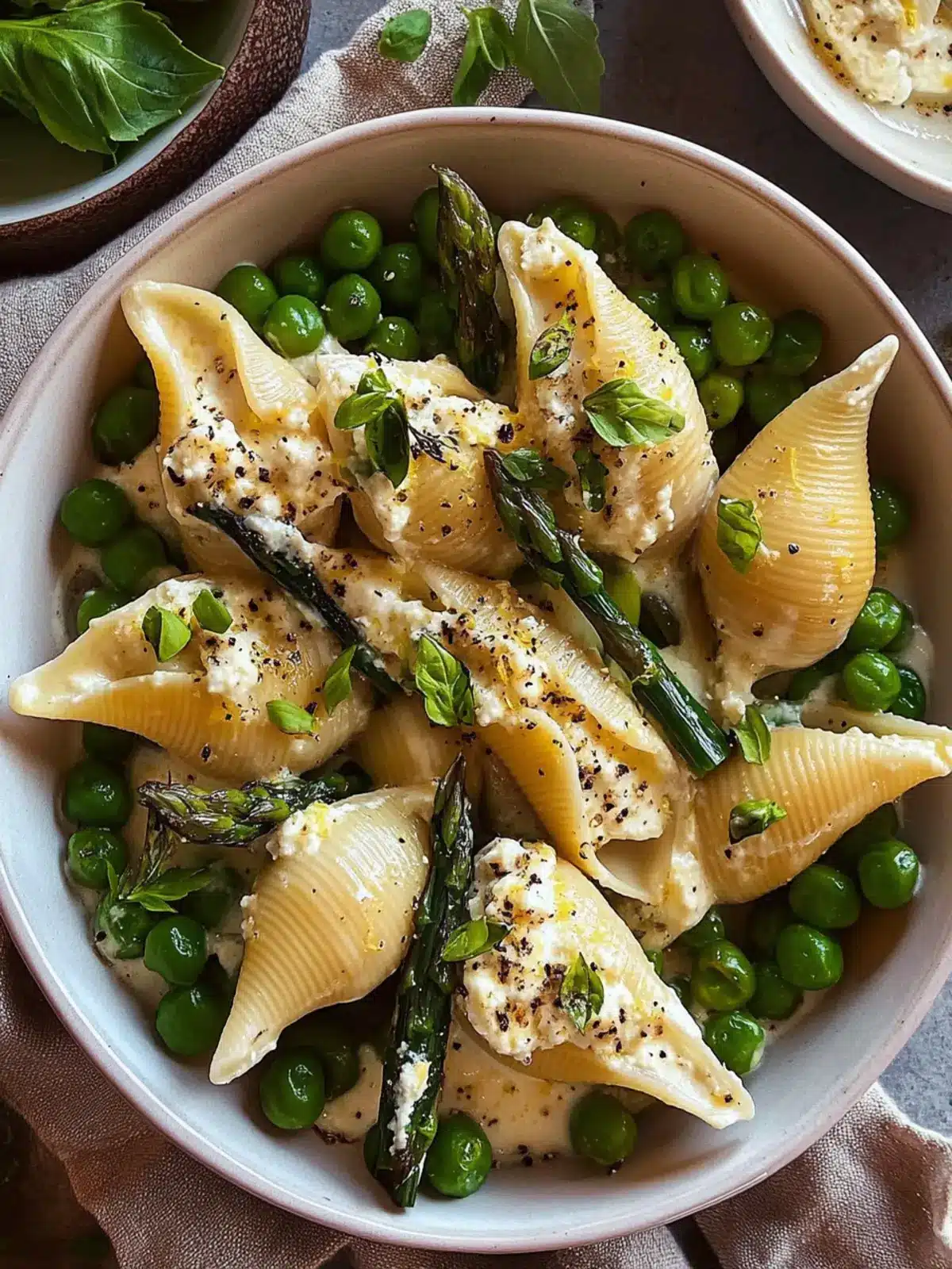 Delicious Lemony Ricotta Stuffed Shells with Peas & Asparagus 2 Lemony Ricotta Stuffed Shells with Peas & Asparagus