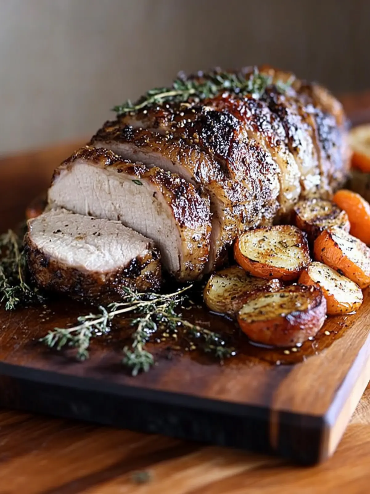 Savory Pork Loin Roast with Herb-Infused Root Veggies 4 Pork Loin Roast