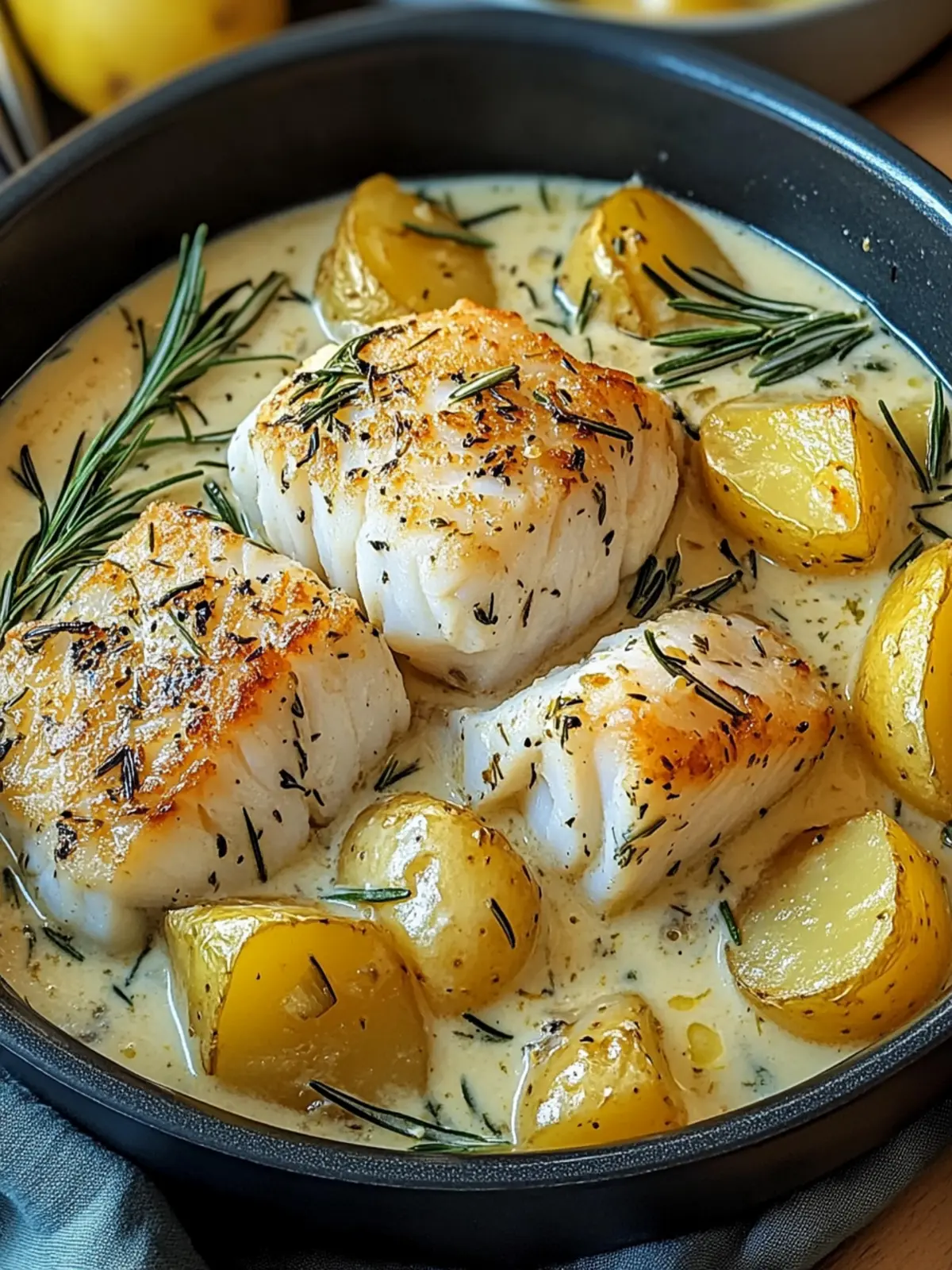 Cod & Potatoes in Rosemary Cream Sauce