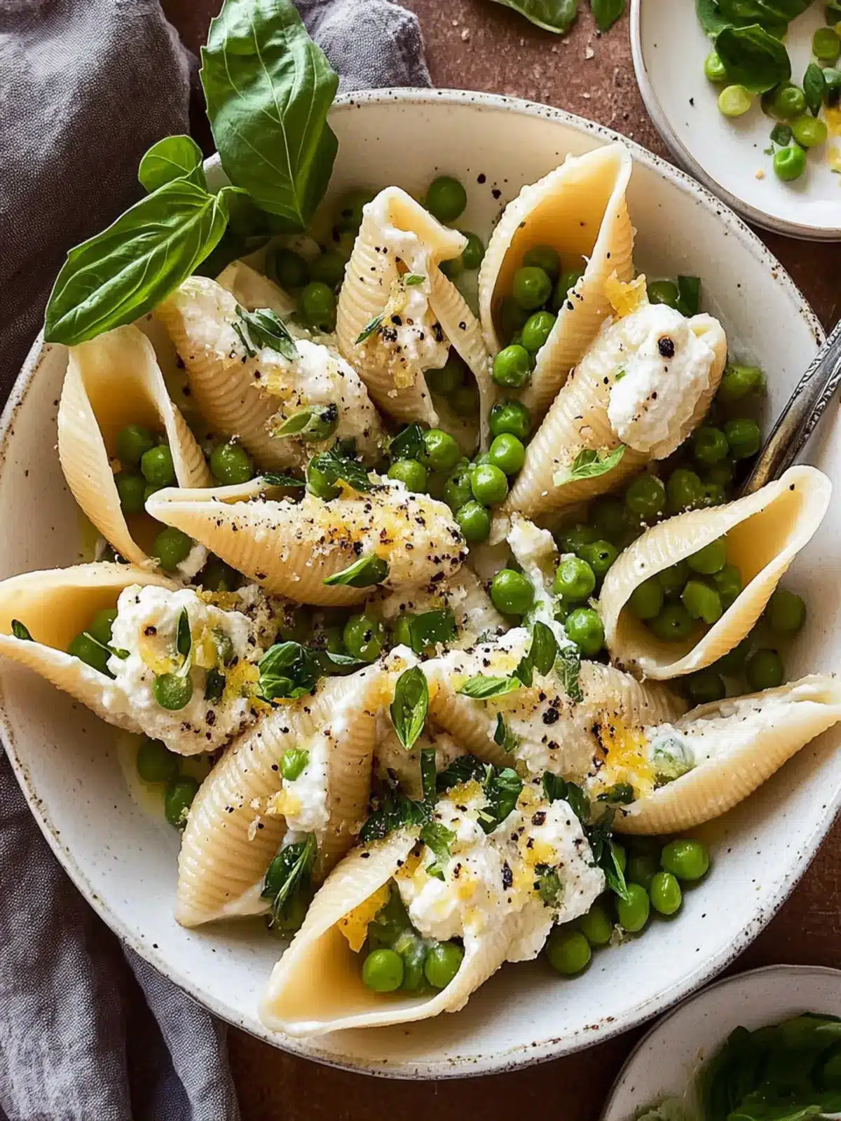 Delicious Lemony Ricotta Stuffed Shells with Peas & Asparagus 4 Lemony Ricotta Stuffed Shells with Peas & Asparagus