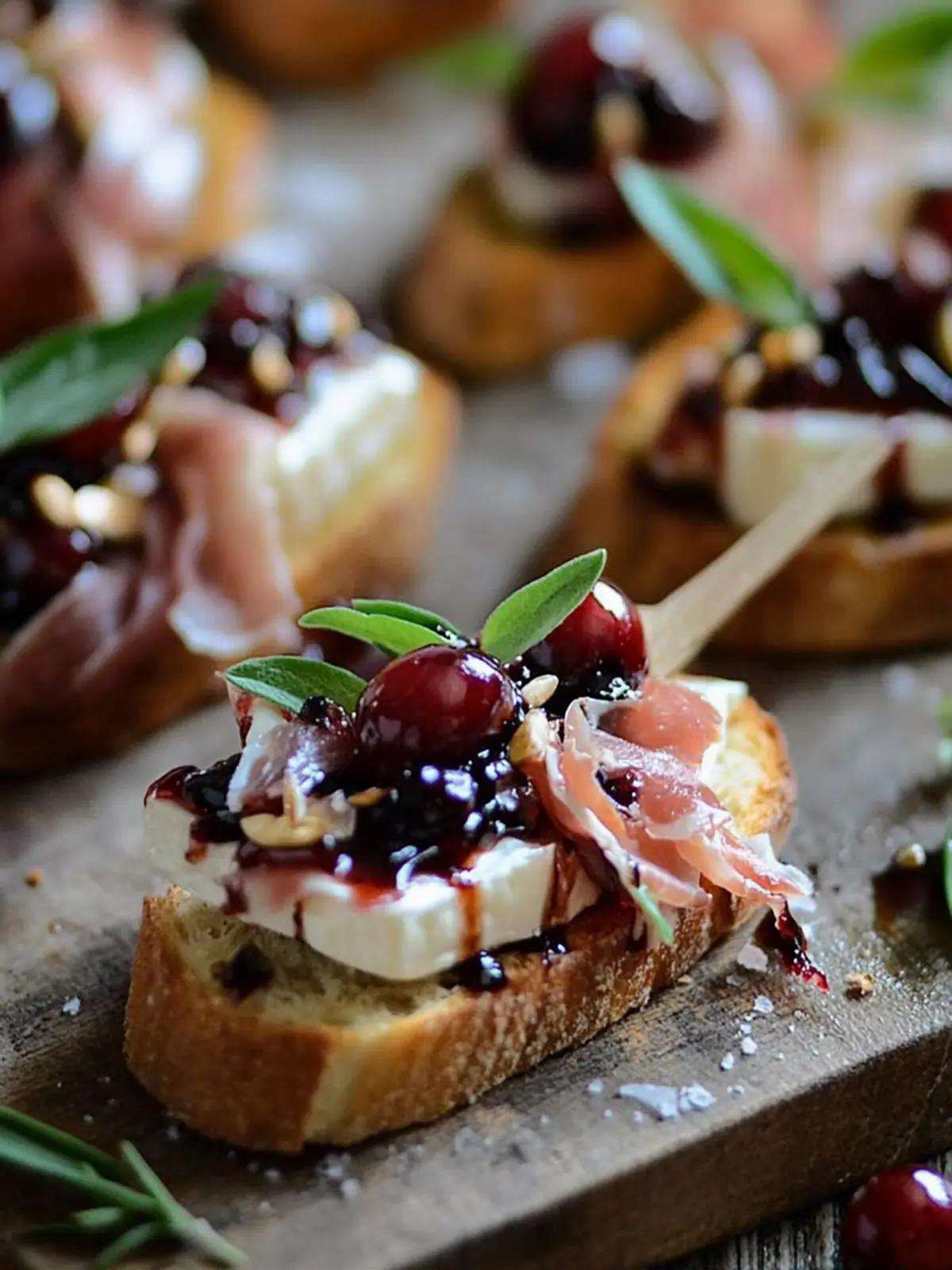 Irresistible Cranberry, Brie and Prosciutto Crostini Magic 3 Cranberry, Brie and Prosciutto Crostini with Balsamic Glaze